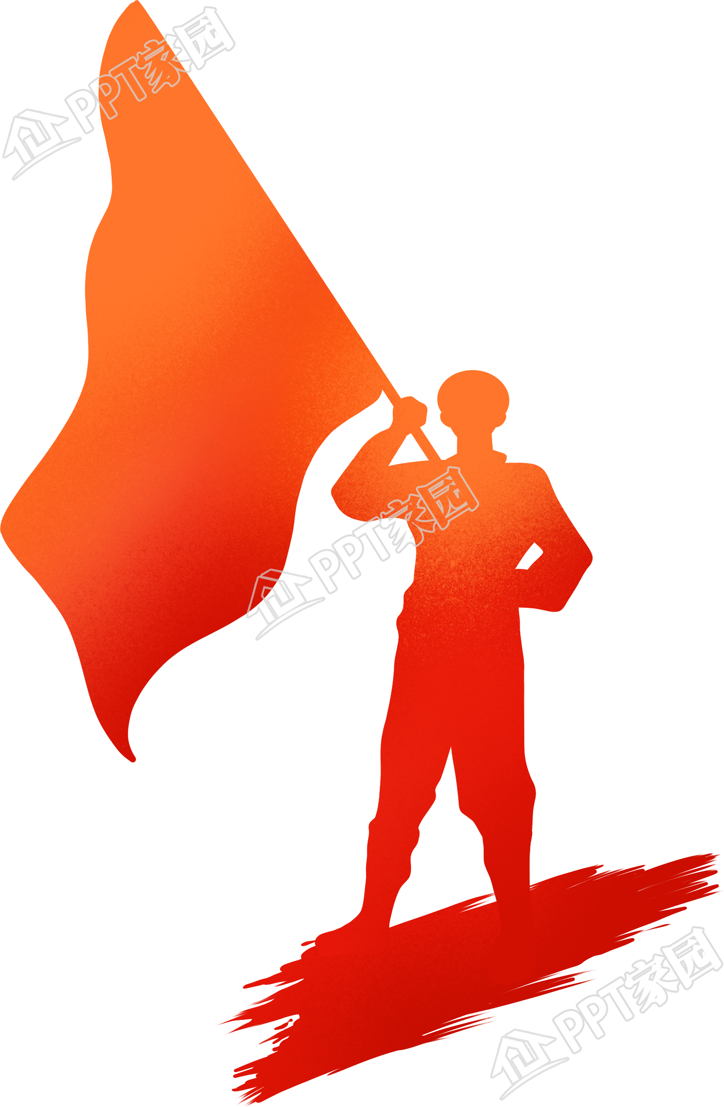 手绘红色士兵剪影图片素材