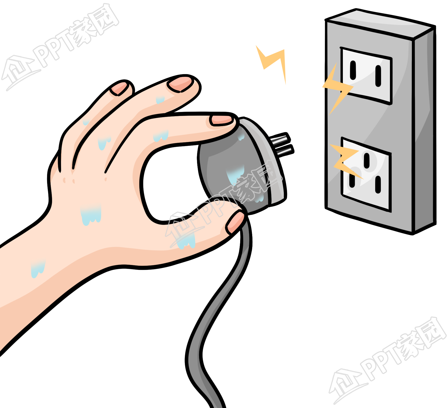 安全警示防触电免抠图片素材