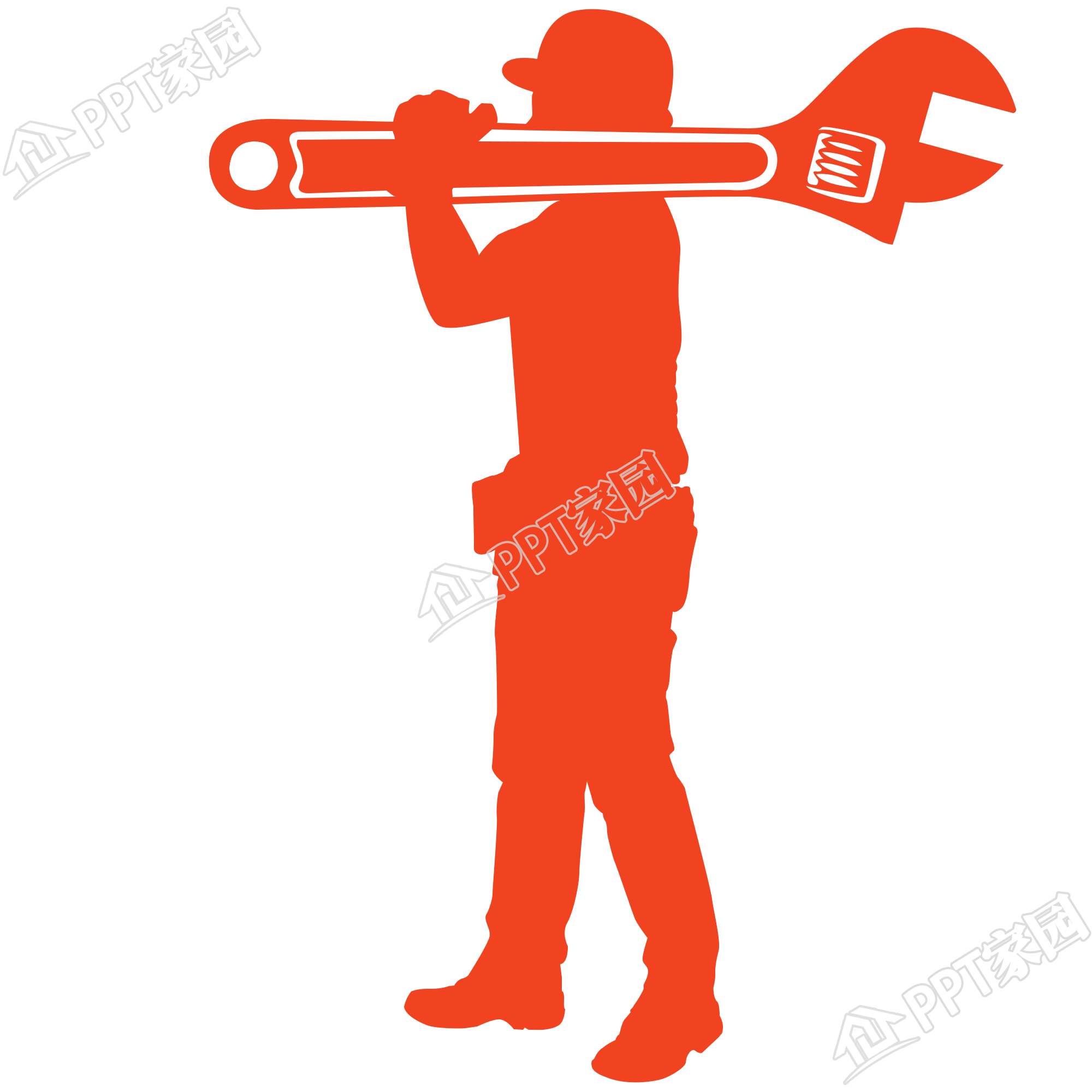扳手工人剪影免抠图片素材