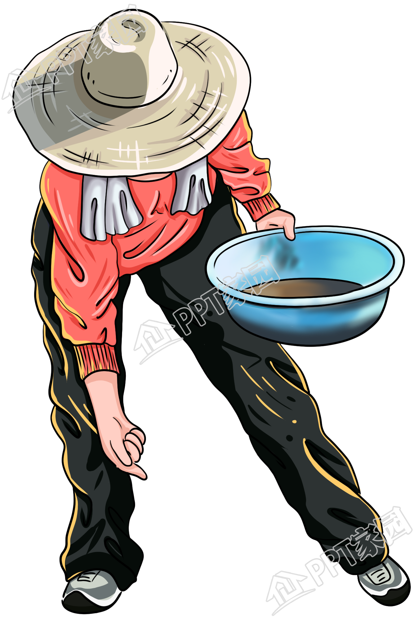 手绘播种农民免抠图片素材