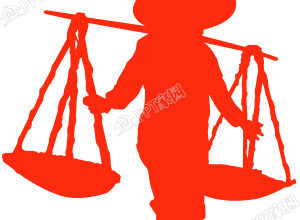 手绘挑担子的人物剪影免抠图片素材下载推荐