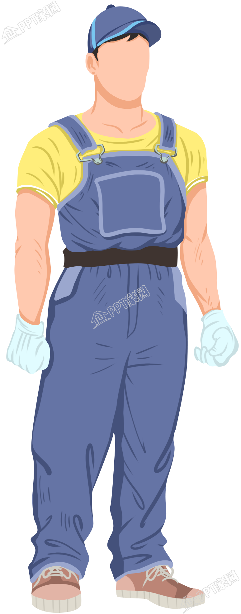 手绘维修工人免抠图片素材