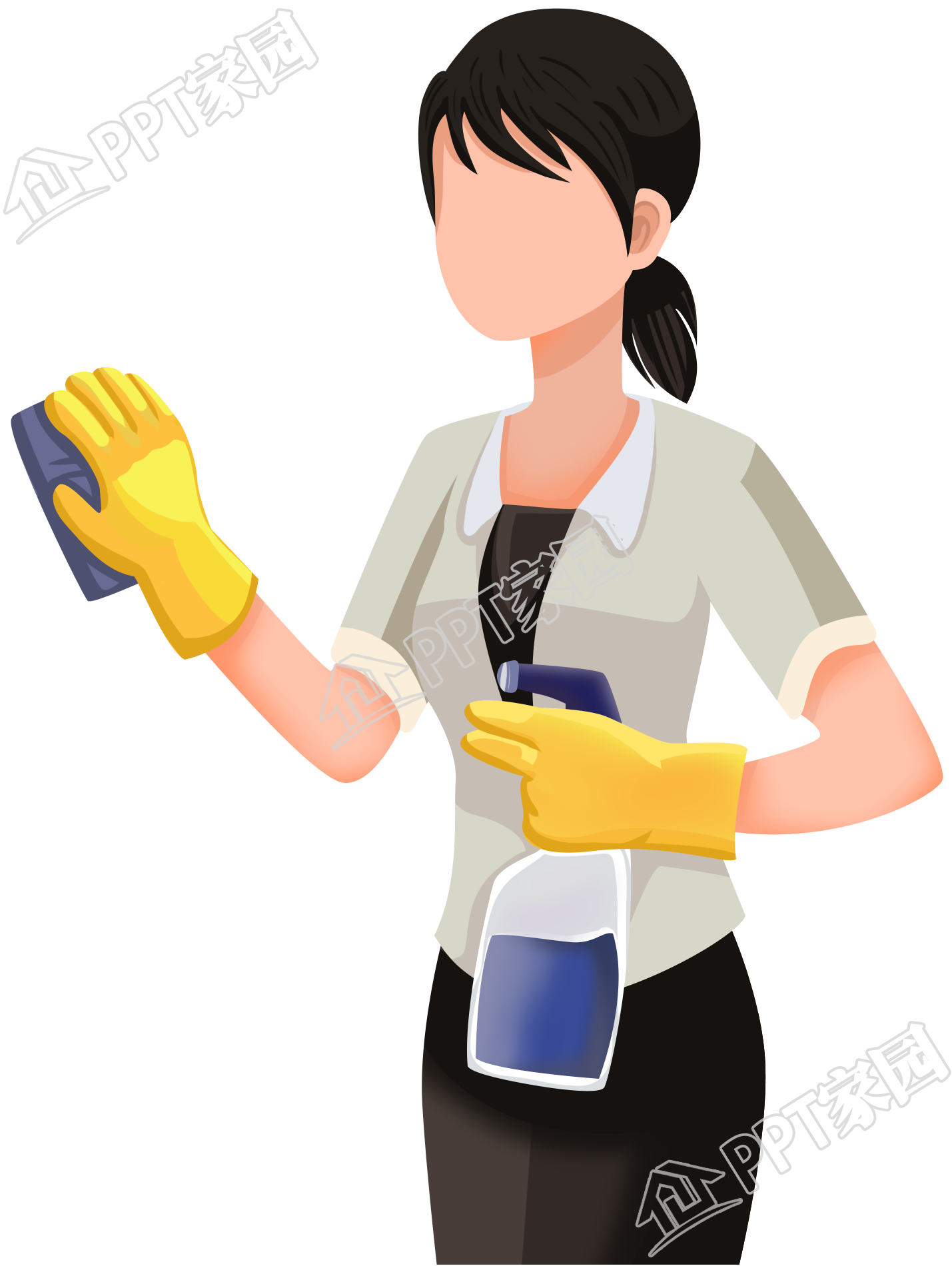手绘女保洁员人物图片素材