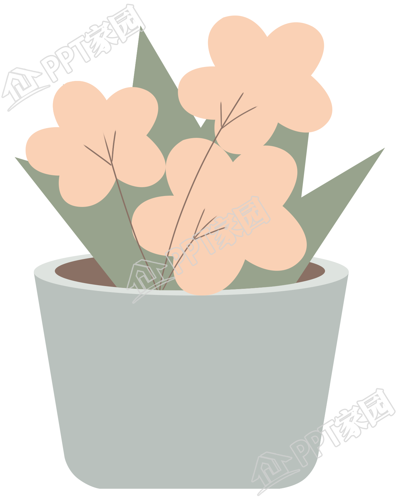 手绘环境花朵盆栽图片素材