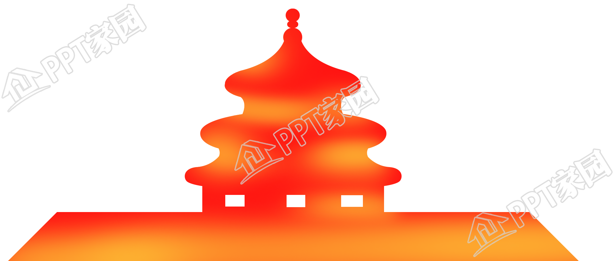 手绘天坛剪影红色图片