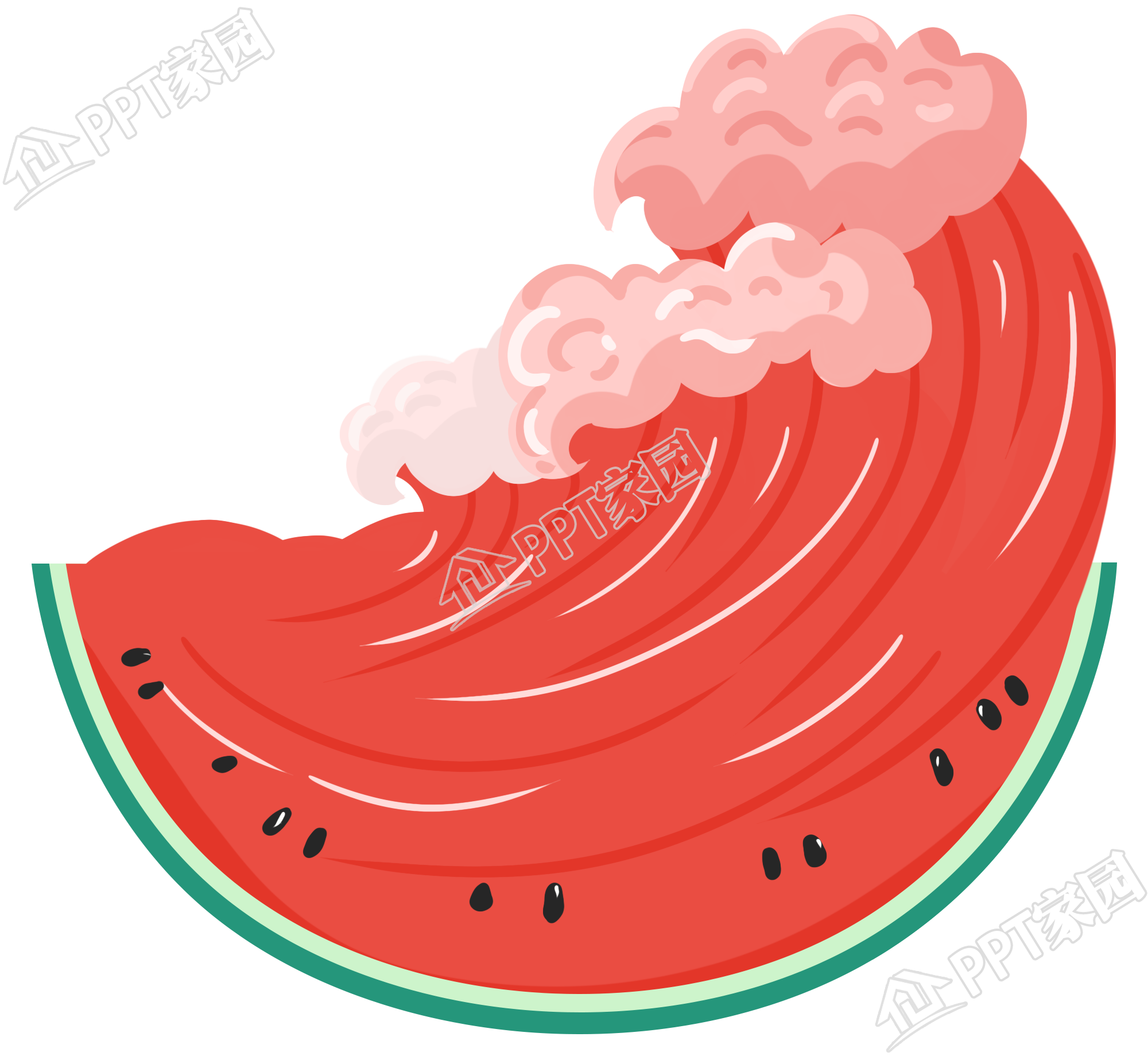 水果西瓜的海浪图片素材