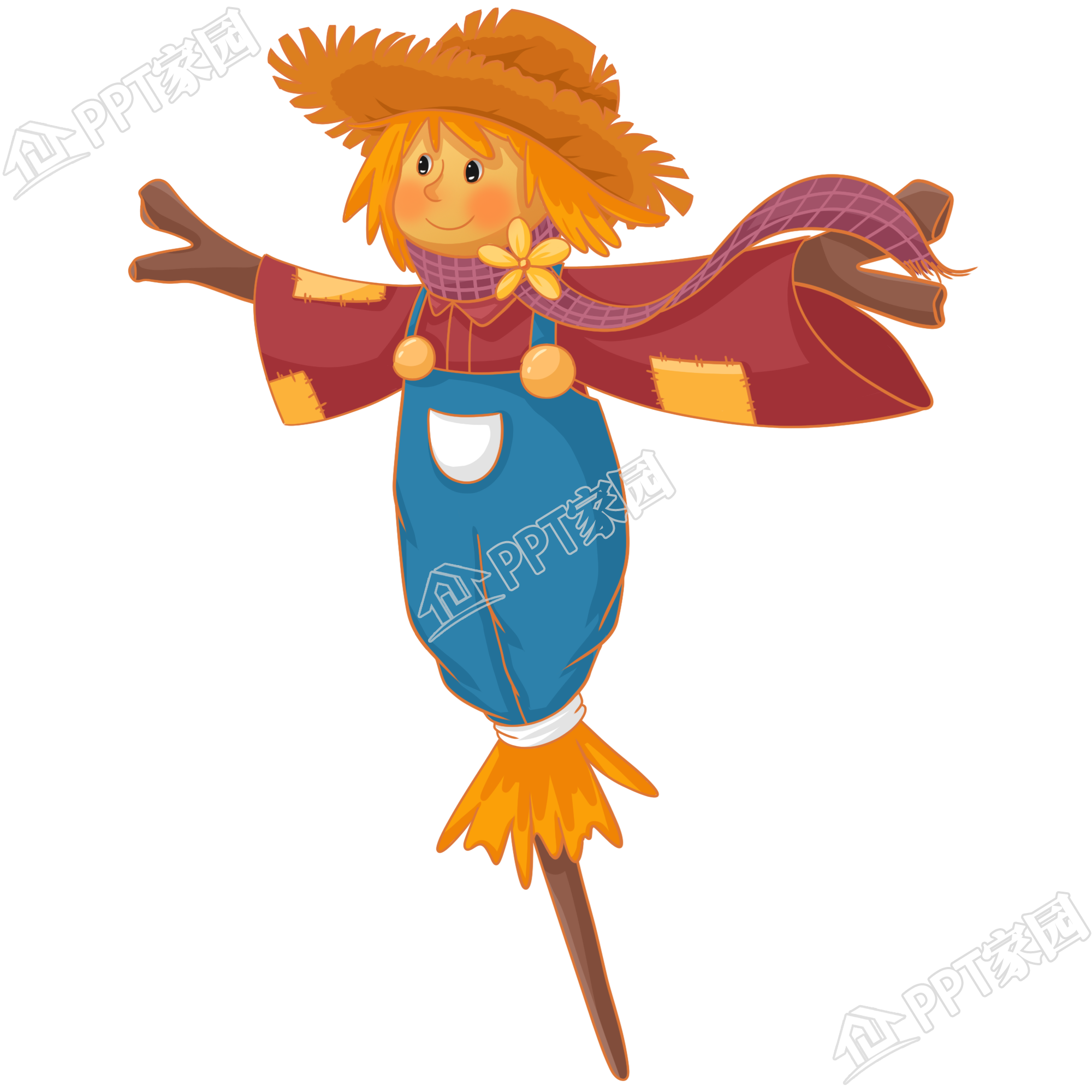 手绘稻草人图片素材