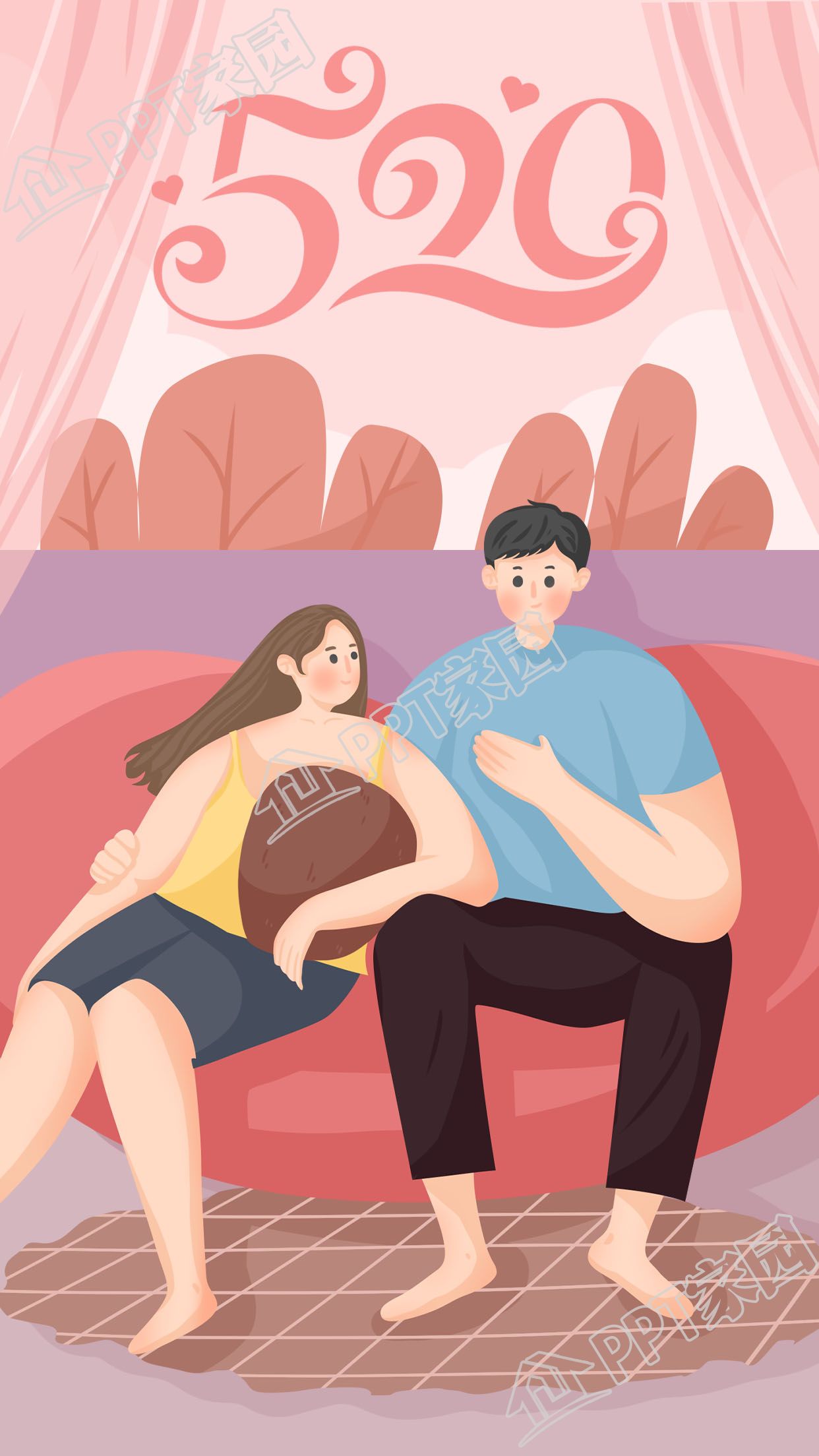 520恋爱告白日沙发情侣海报