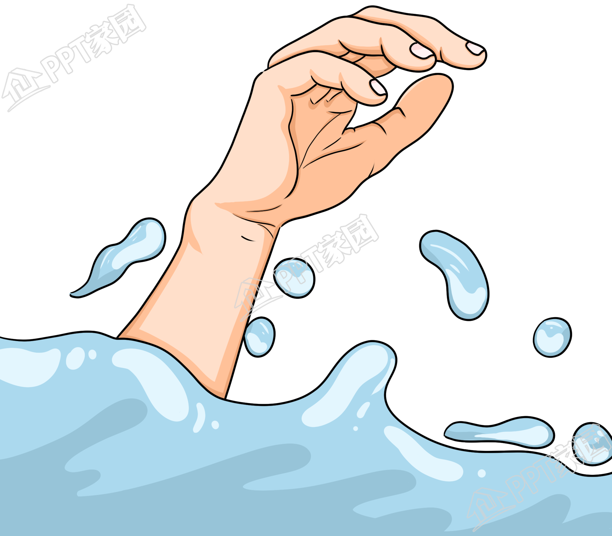 卡通手绘暑期溺水警示图片卡通手绘免抠素材