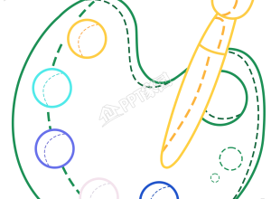 绿色线描调色盘图片ppt元素免抠素材下载推荐