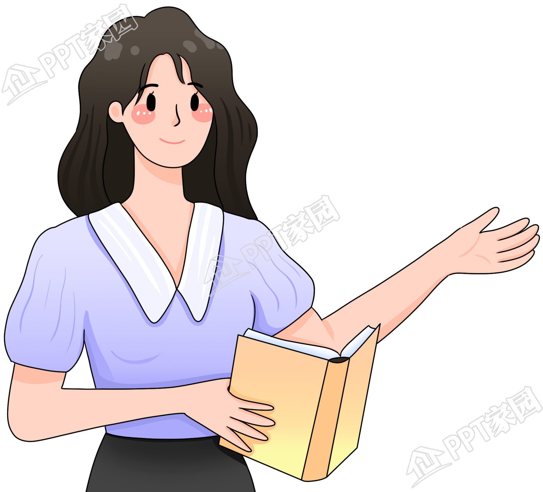 传授知识的女讲师图片卡通人物免抠素材