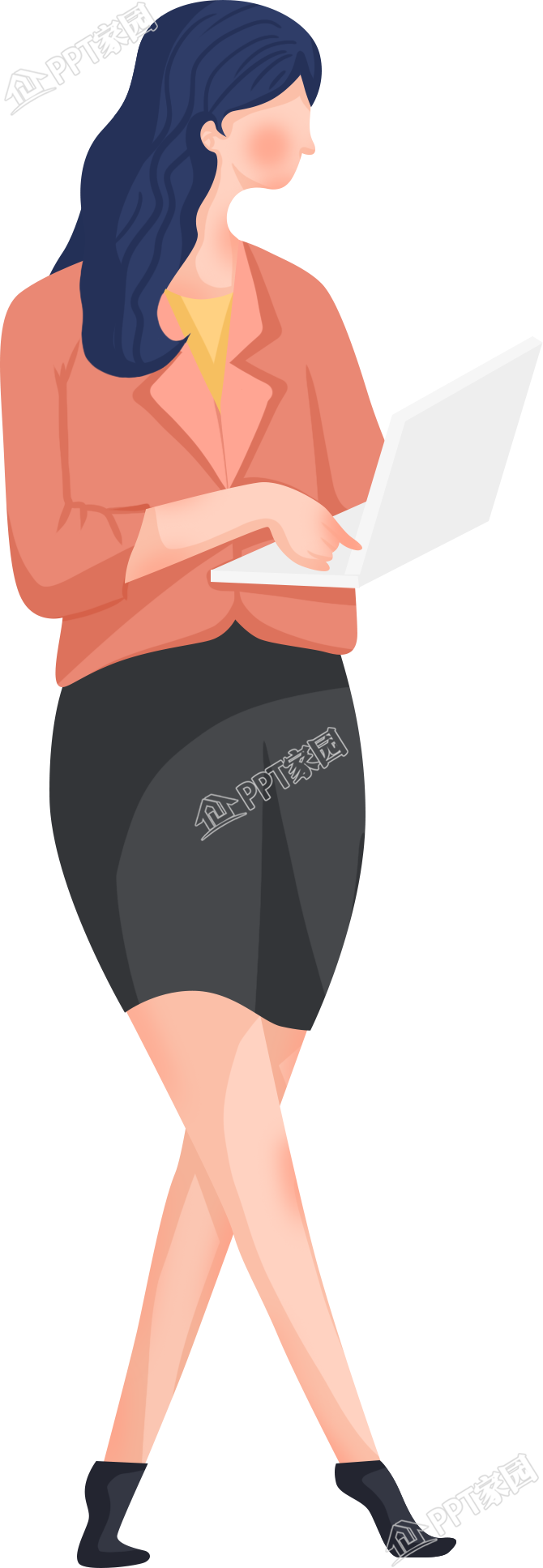 职场工作中的女生图片卡通手绘人物免抠素材