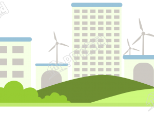 矢量电风车楼房扁平风图片卡通手绘免抠素材下载推荐