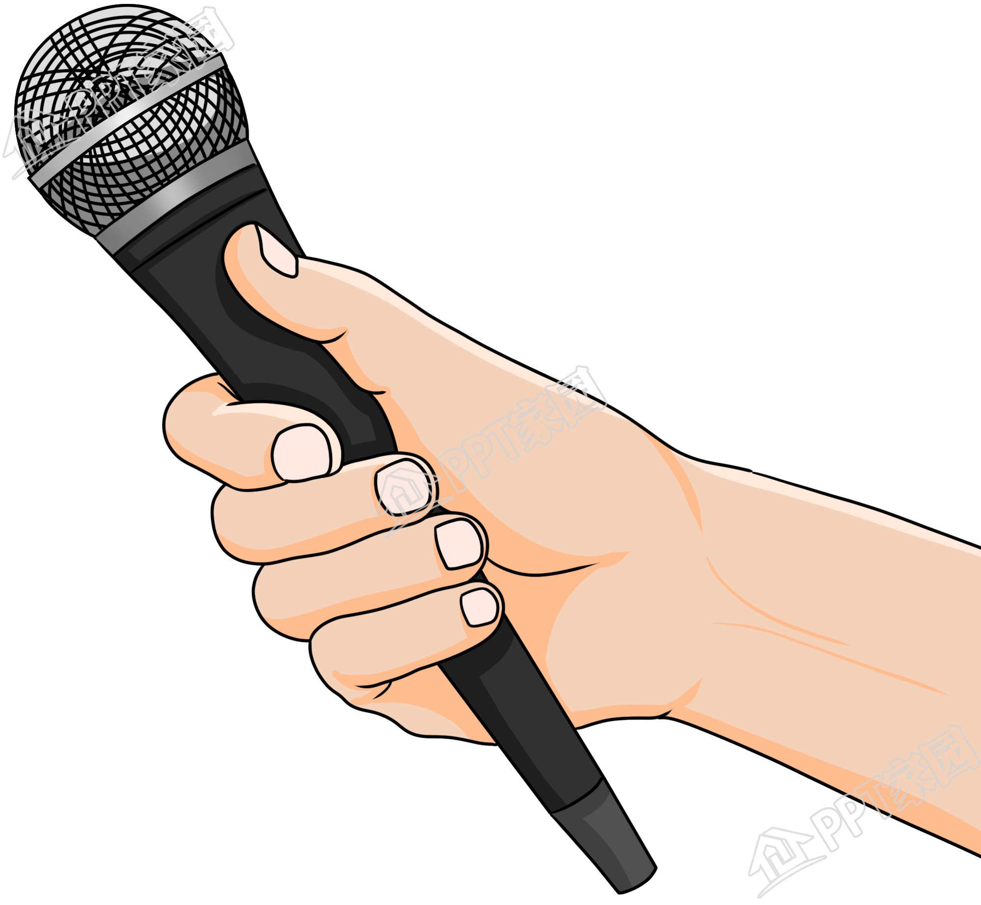 记者手持话筒采访图片卡通手绘免抠素材