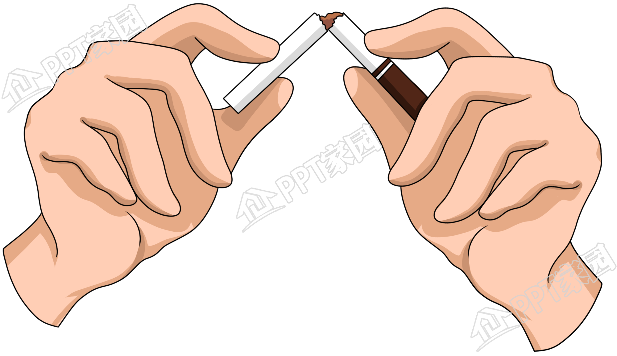 禁烟主题双手掰烟图片