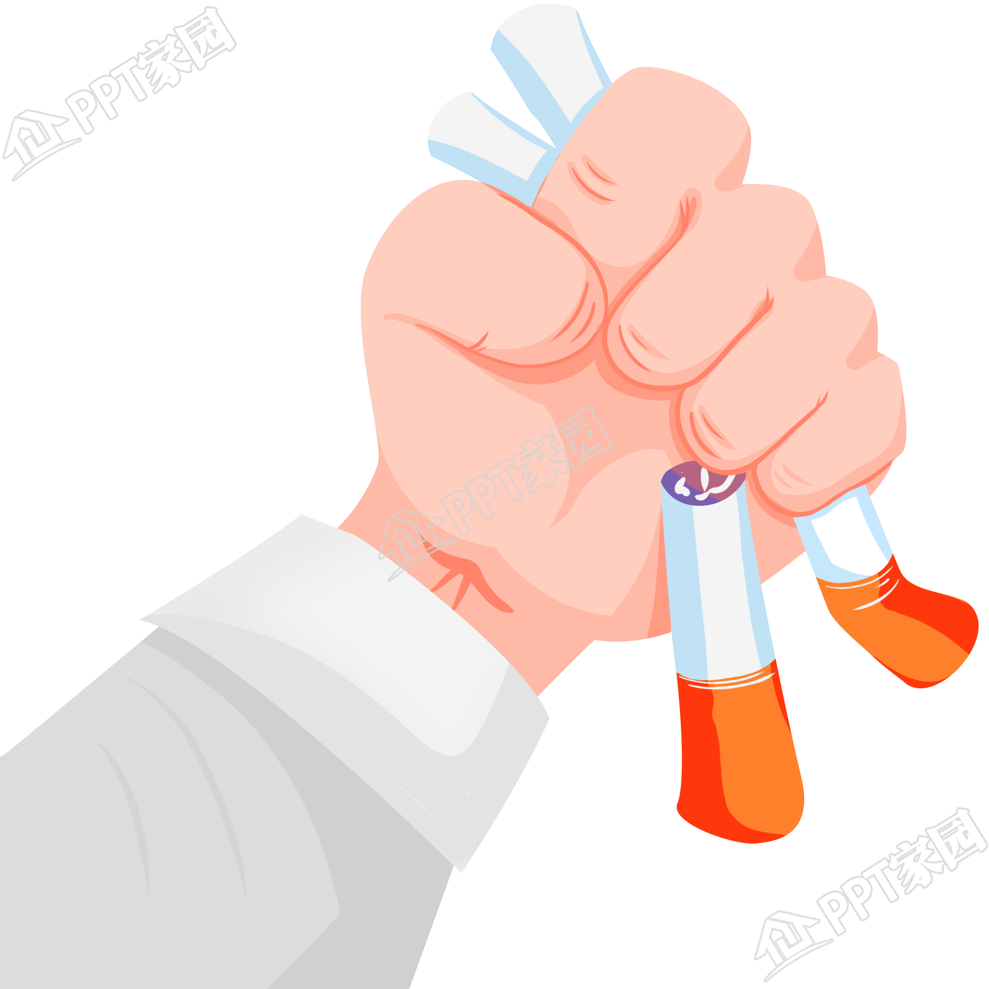 公益主题捏断烟图片卡通手绘免抠素材