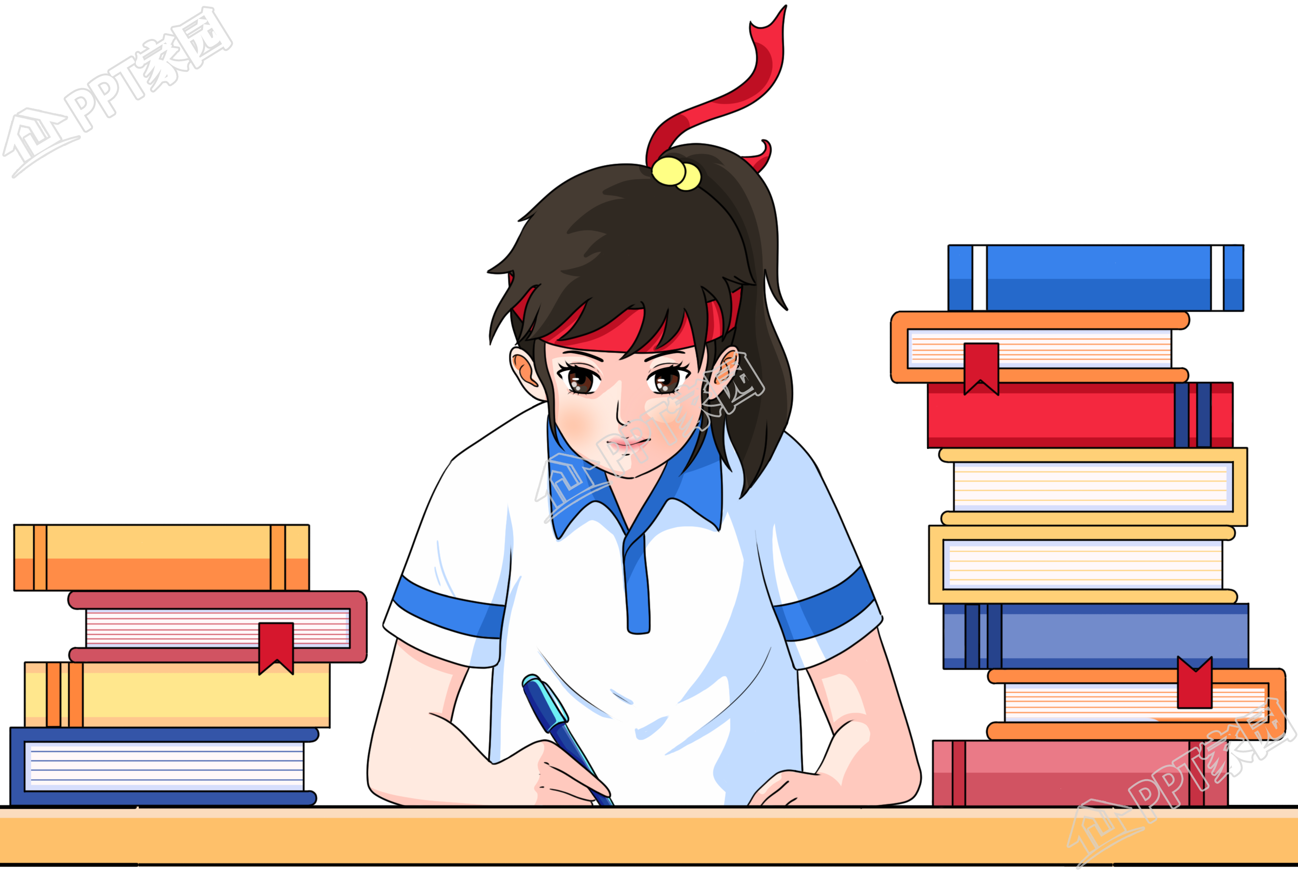 励志女学生图片卡通手绘免抠素材