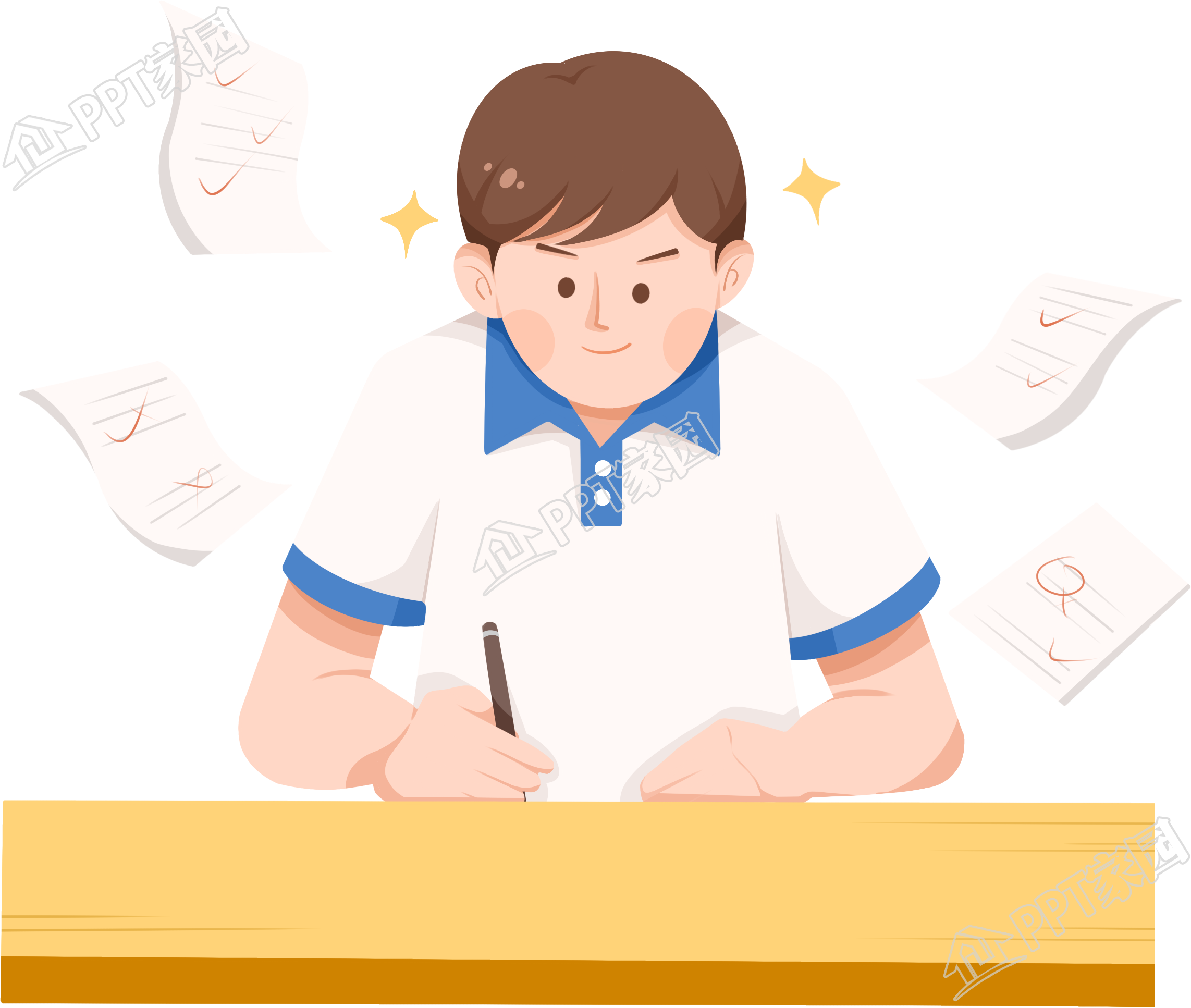 奋斗学生图片卡通手绘免抠素材