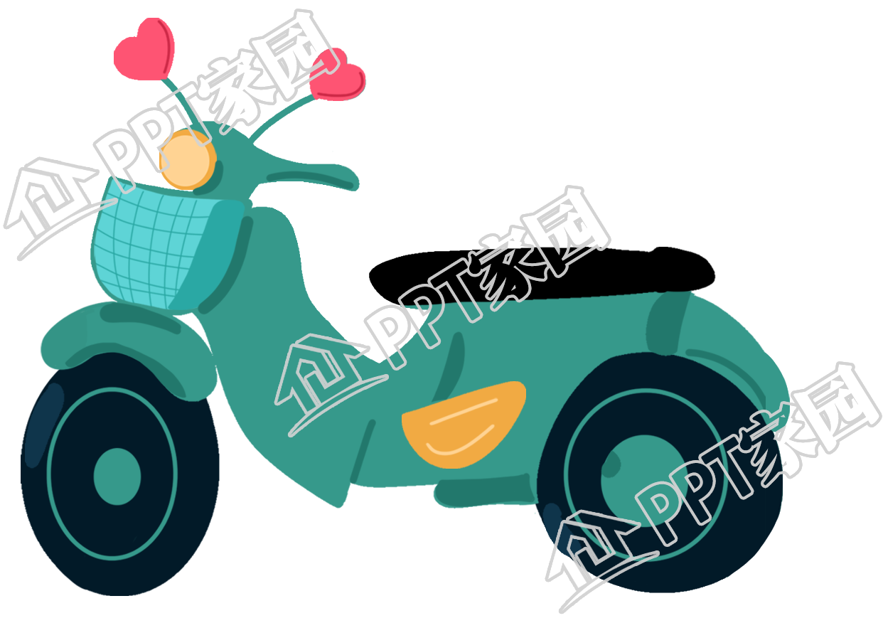 可爱爱心摩托车图片卡通手绘免抠素材