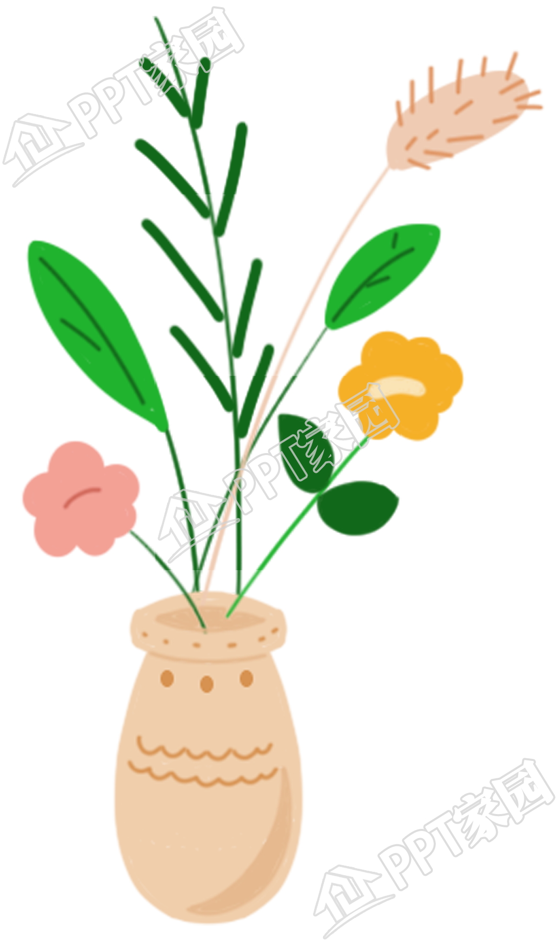 手绘插画花瓶花朵图片装饰图案免抠素材