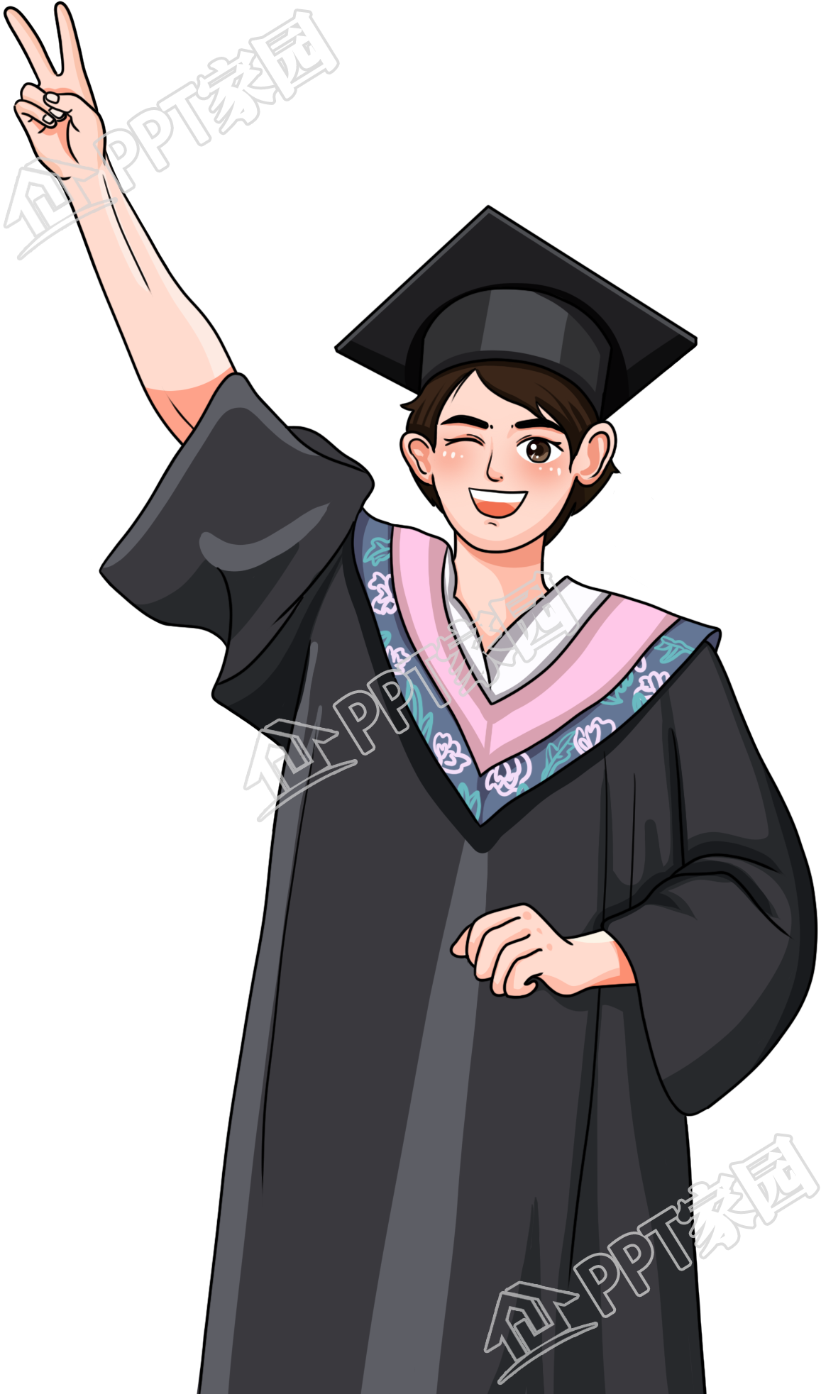 学士服毕业生图片卡通手绘免抠素材