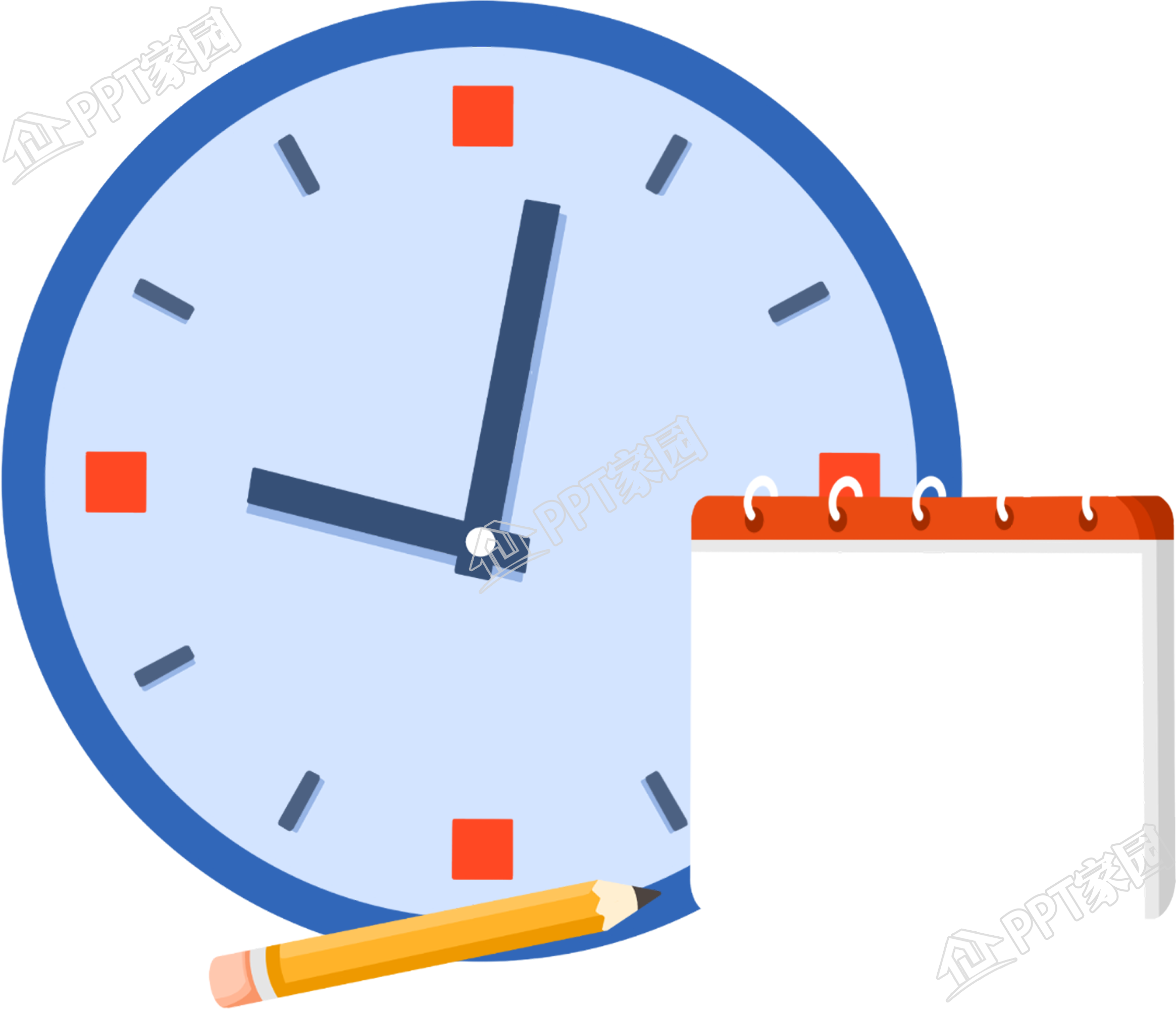 钟表日历倒计时图片卡通手绘免抠素材