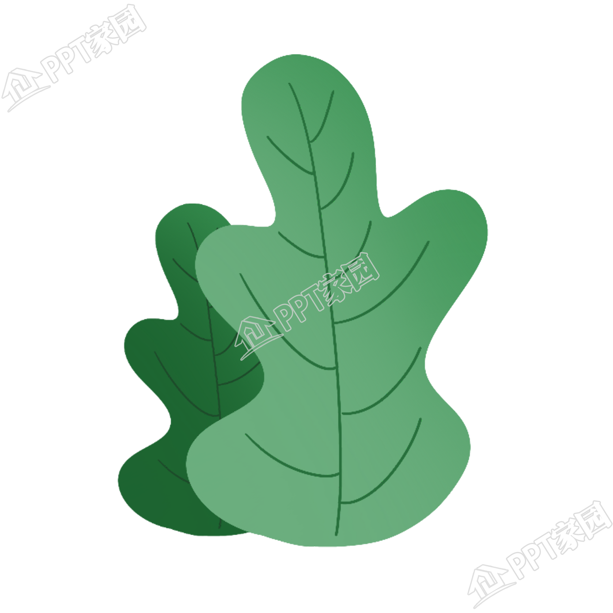 卡通插画绿色大叶植物矢量图片素材