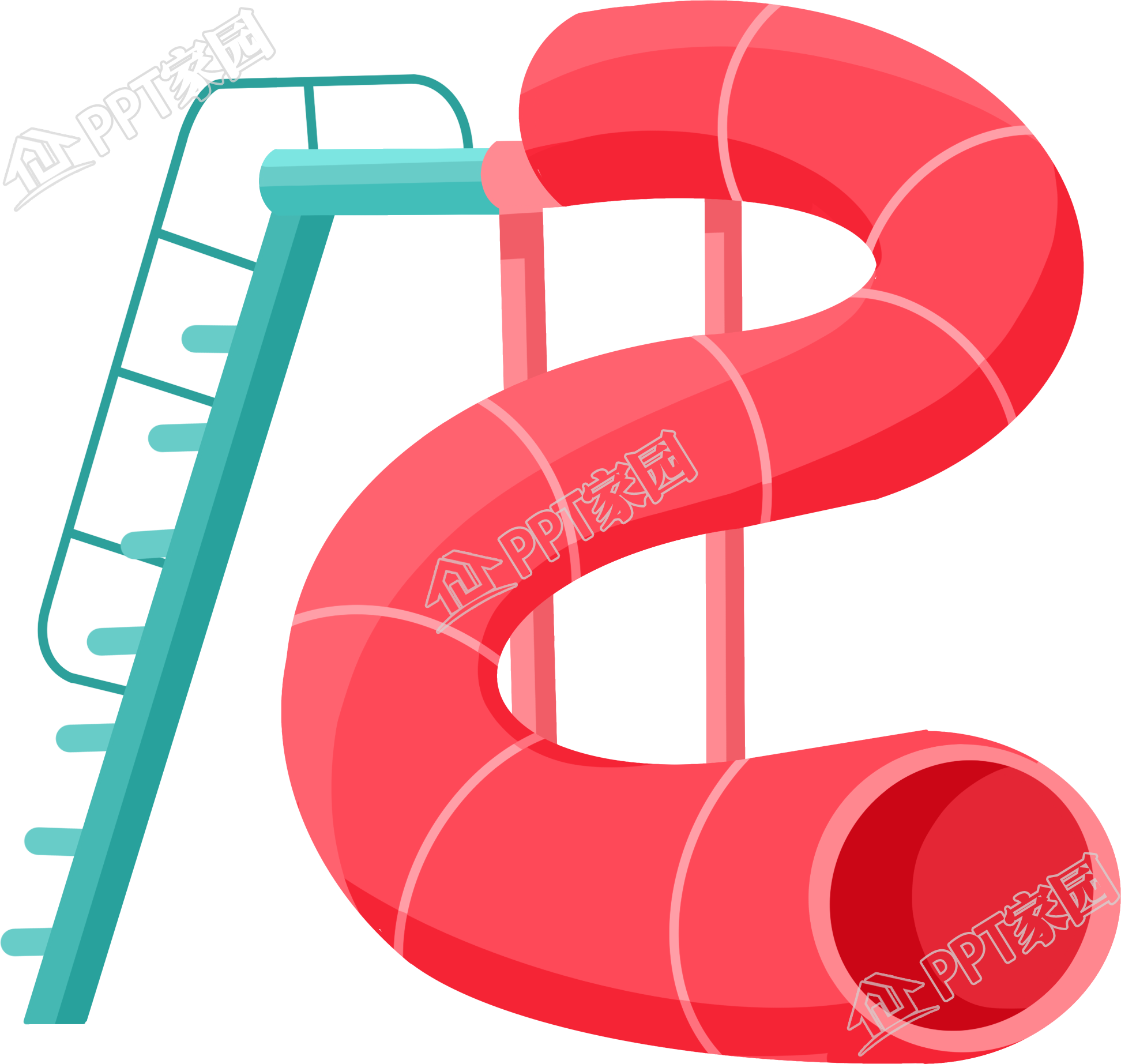 卡通手绘幼儿园游乐园儿童水上滑梯休闲娱乐图片素材
