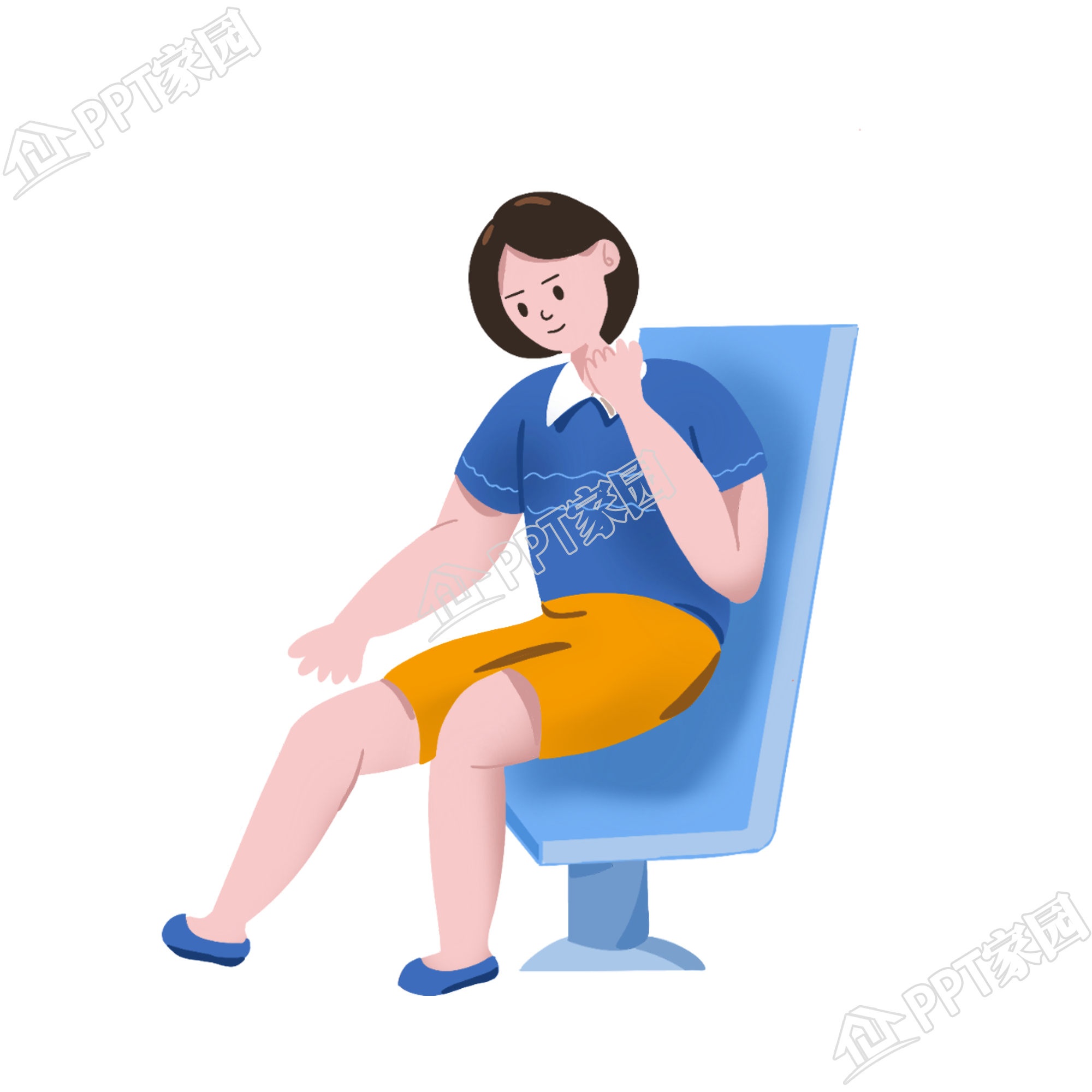 卡通人物女生运动员休息医院就诊微笑免抠素材