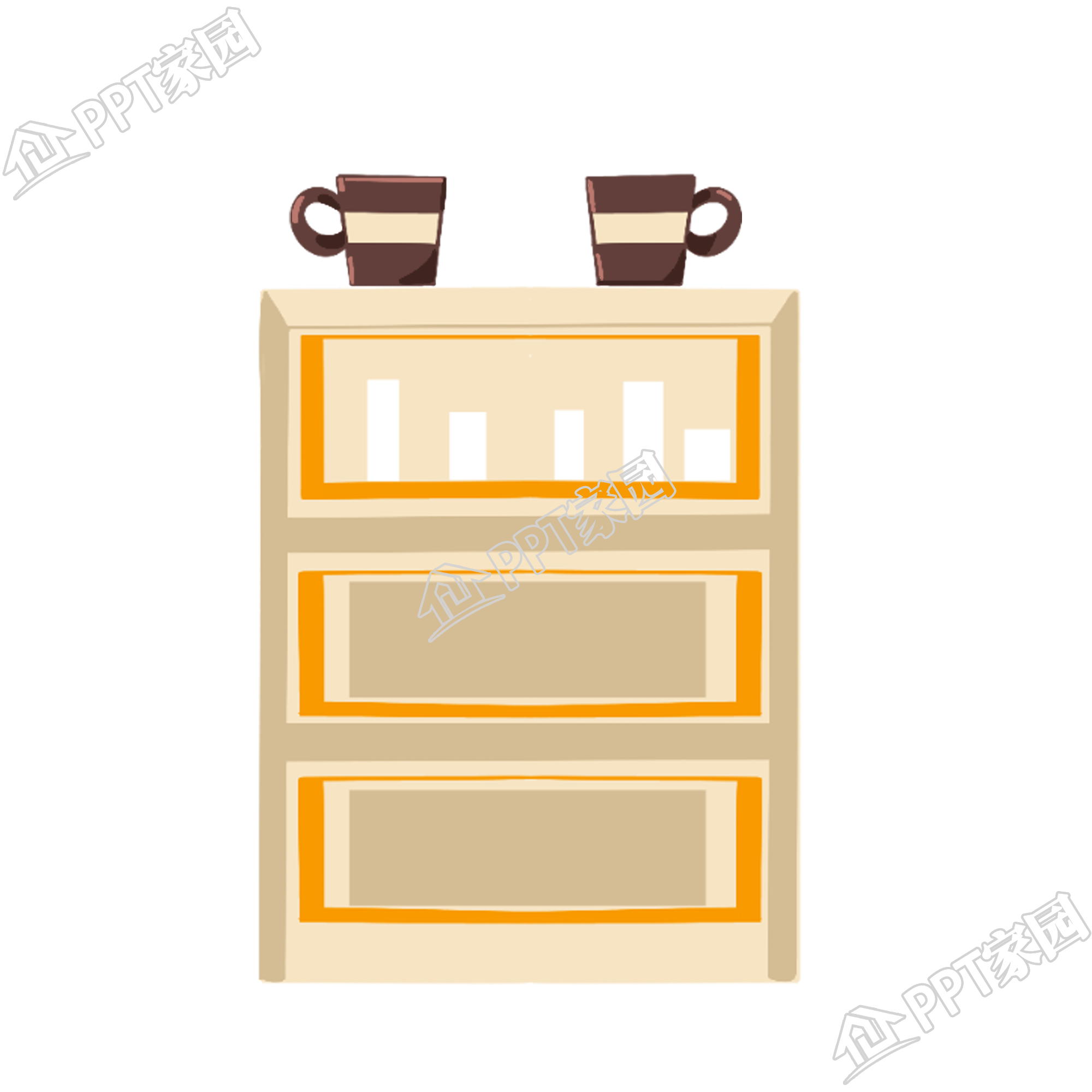 卡通家具装饰橱子书橱鞋柜置物柜茶杯免抠装饰元素