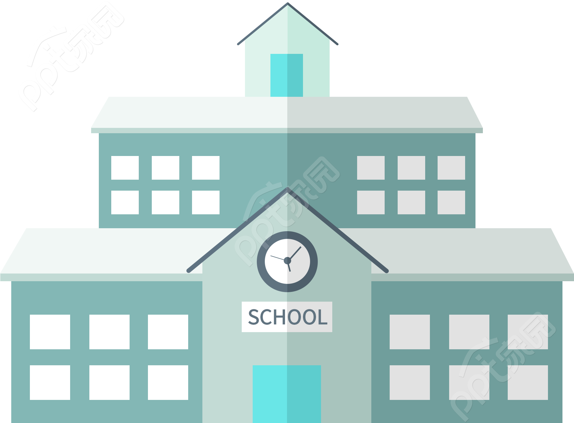 卡通手绘学校校园生活教学楼图片素材