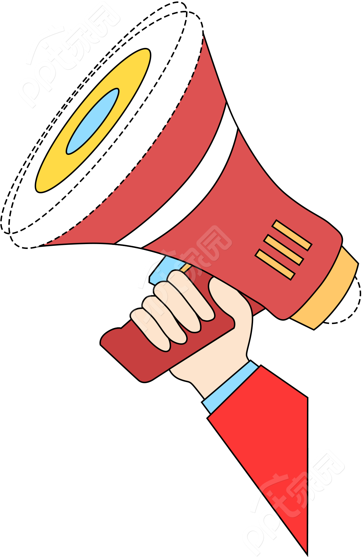 彩色卡通风格手持喇叭喊话扁平化矢量图片素材