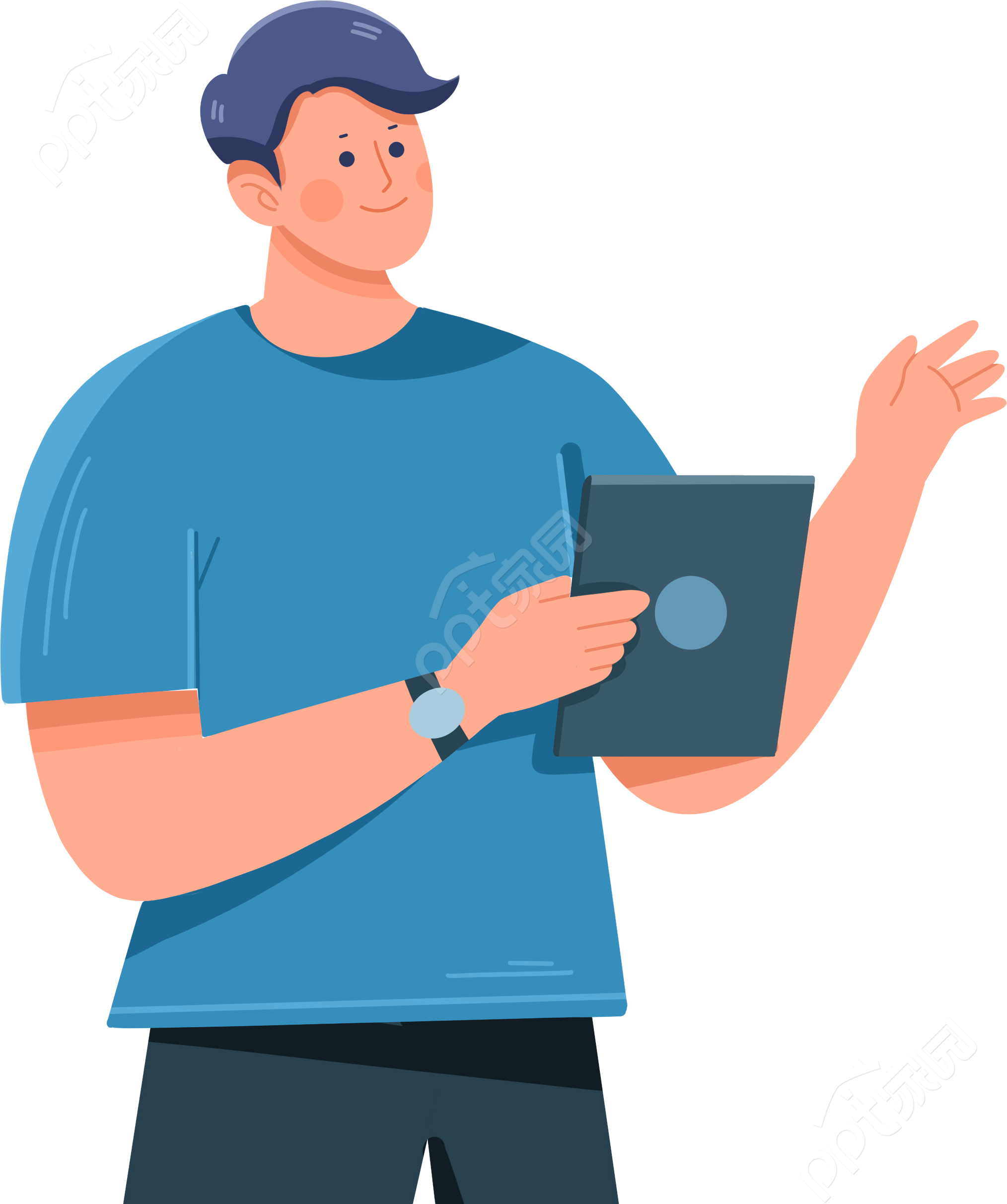 卡通手绘职场互联网办公男生人物图片素材