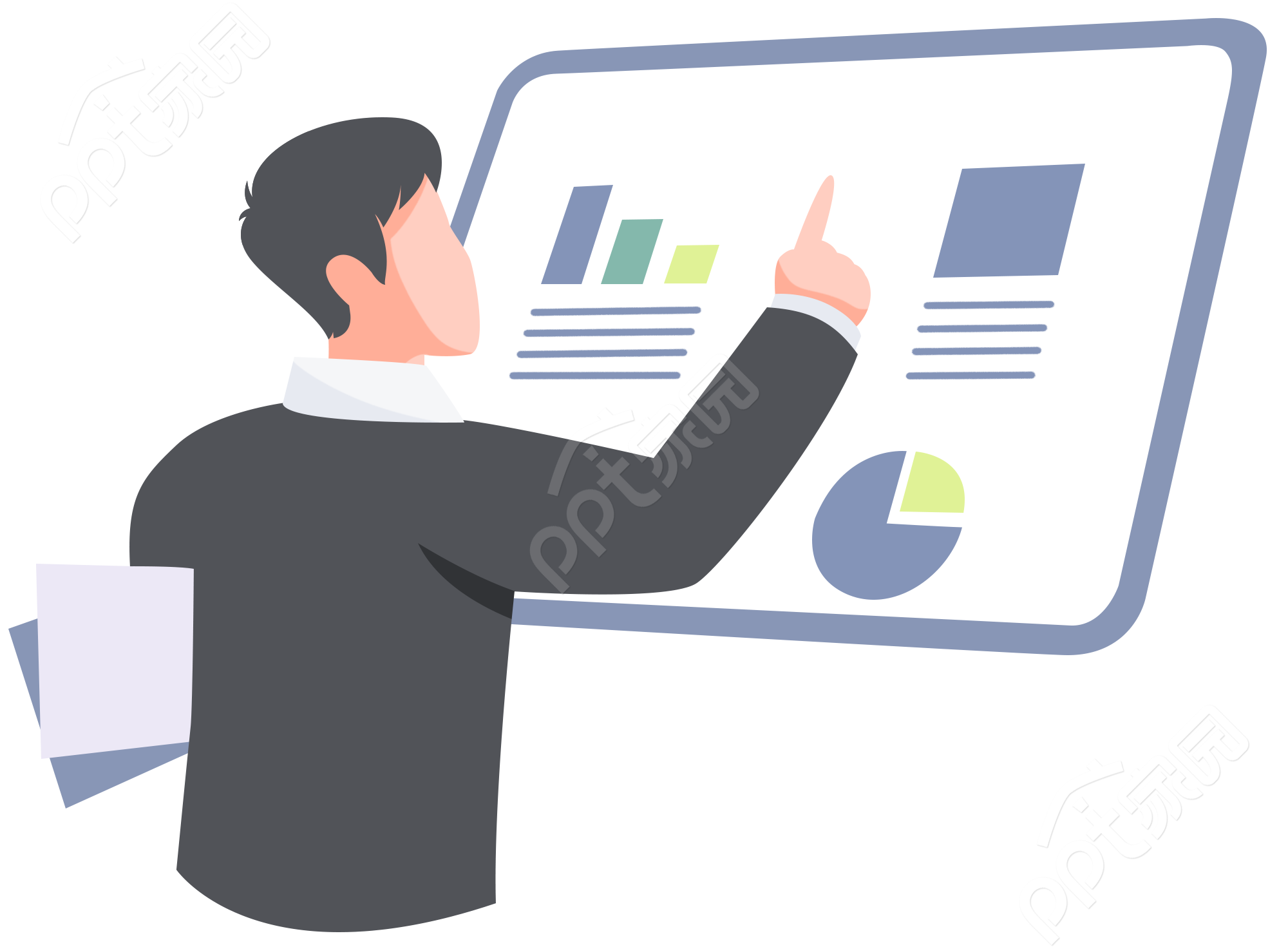卡通手绘职场办公数据汇报展示矢量图片素材
