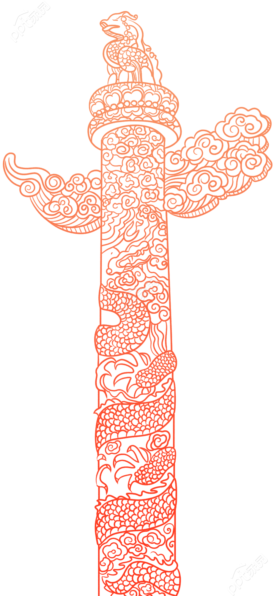 卡通手绘建党节党政活动华表柱子透明底免抠图片素材