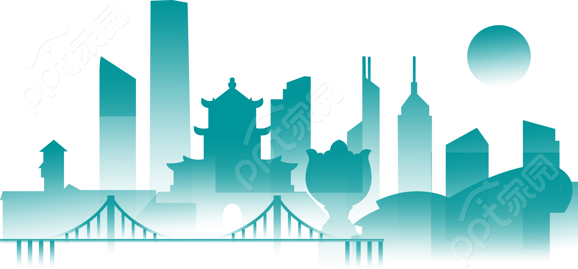 简约设计庆祝香港回归商务城市剪影透明底免抠图片素材