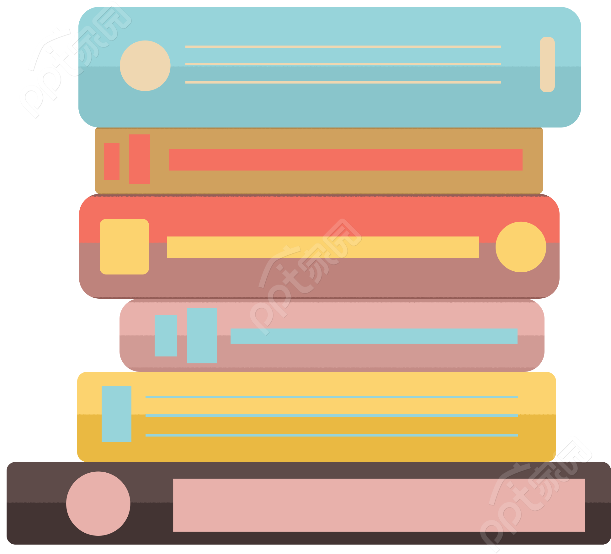 卡通手绘小升初学校培训预习书本免抠图片素材