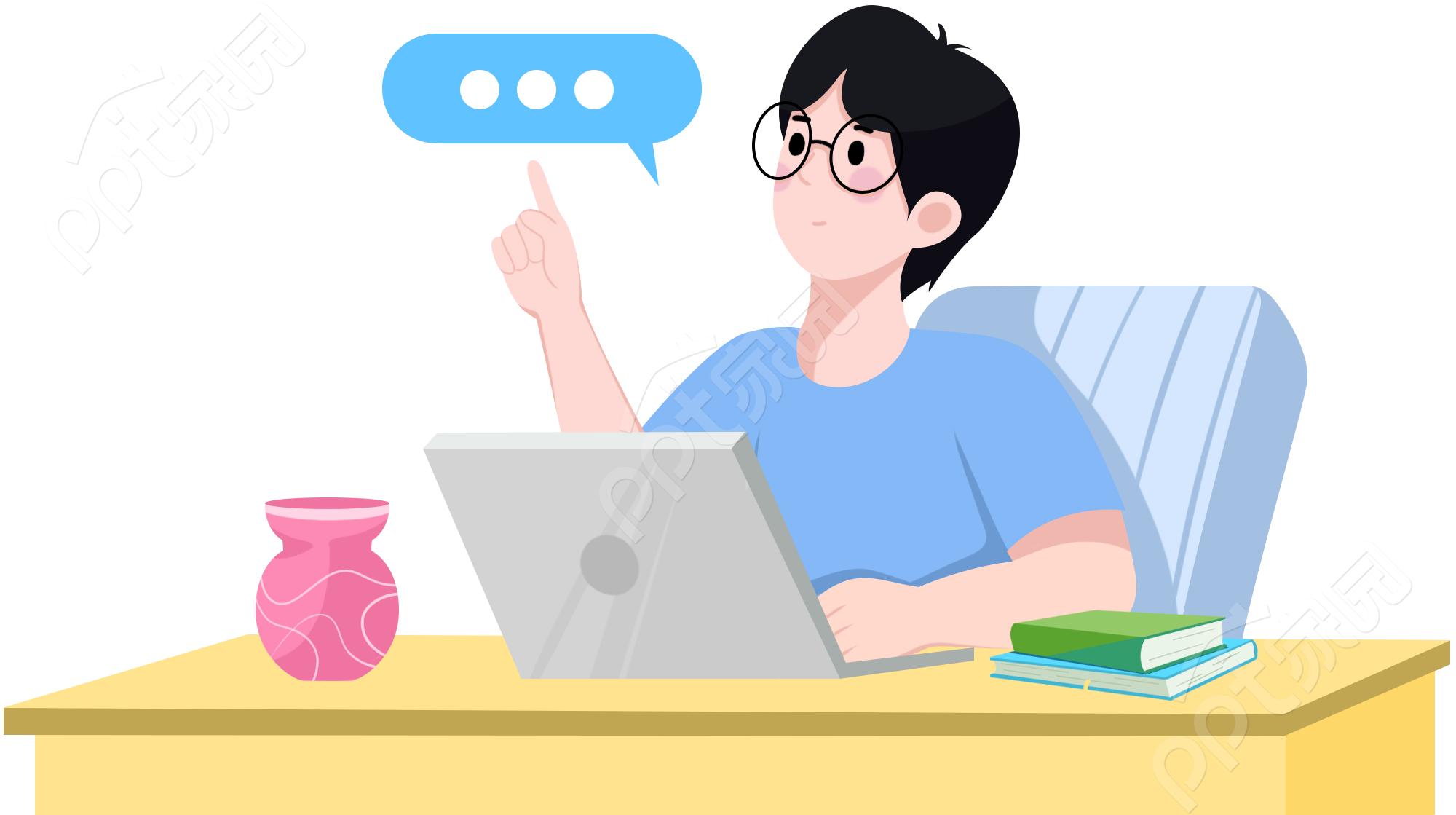 卡通手绘男生职场办公学习图片素材