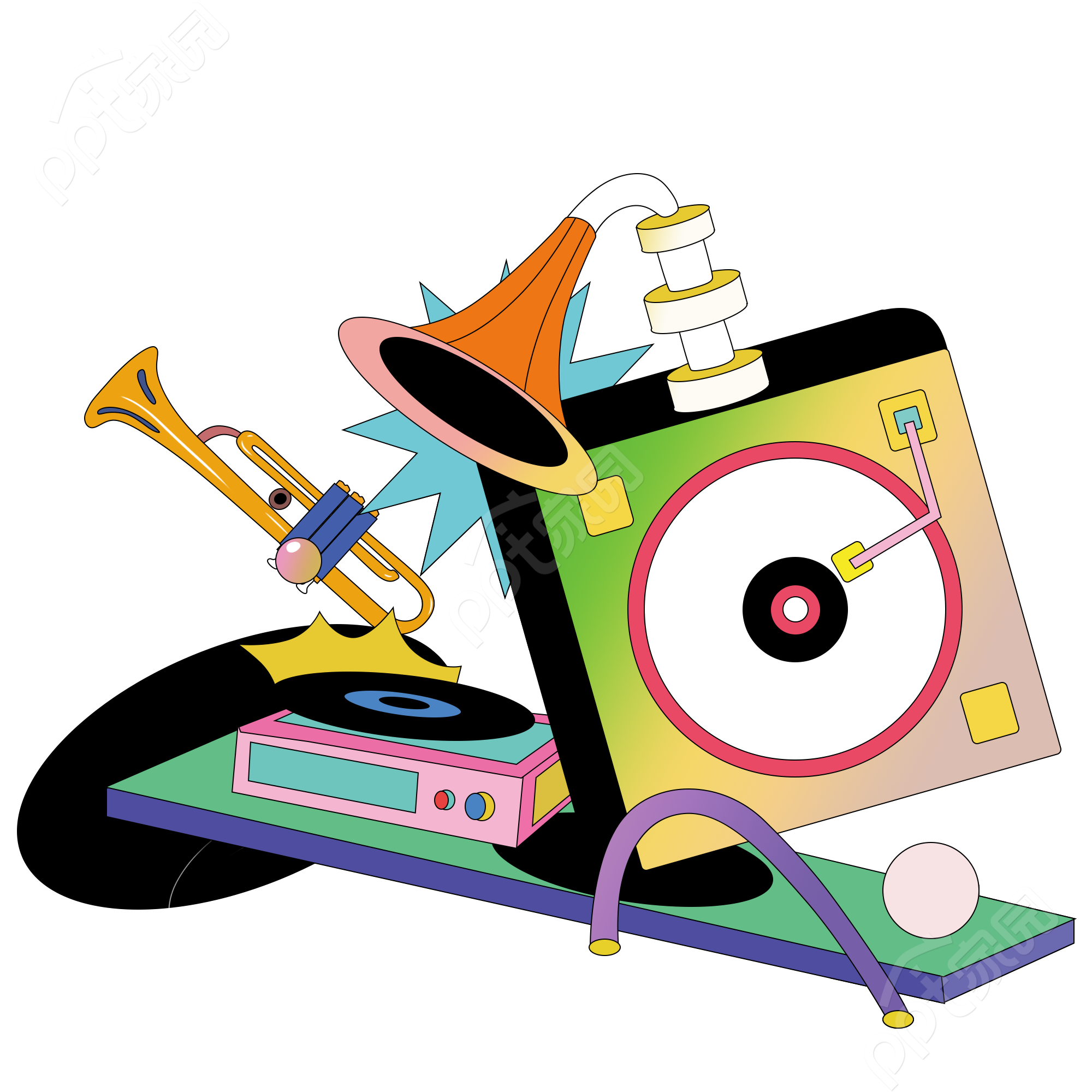 卡通手绘音乐节乐演奏图片免抠素材