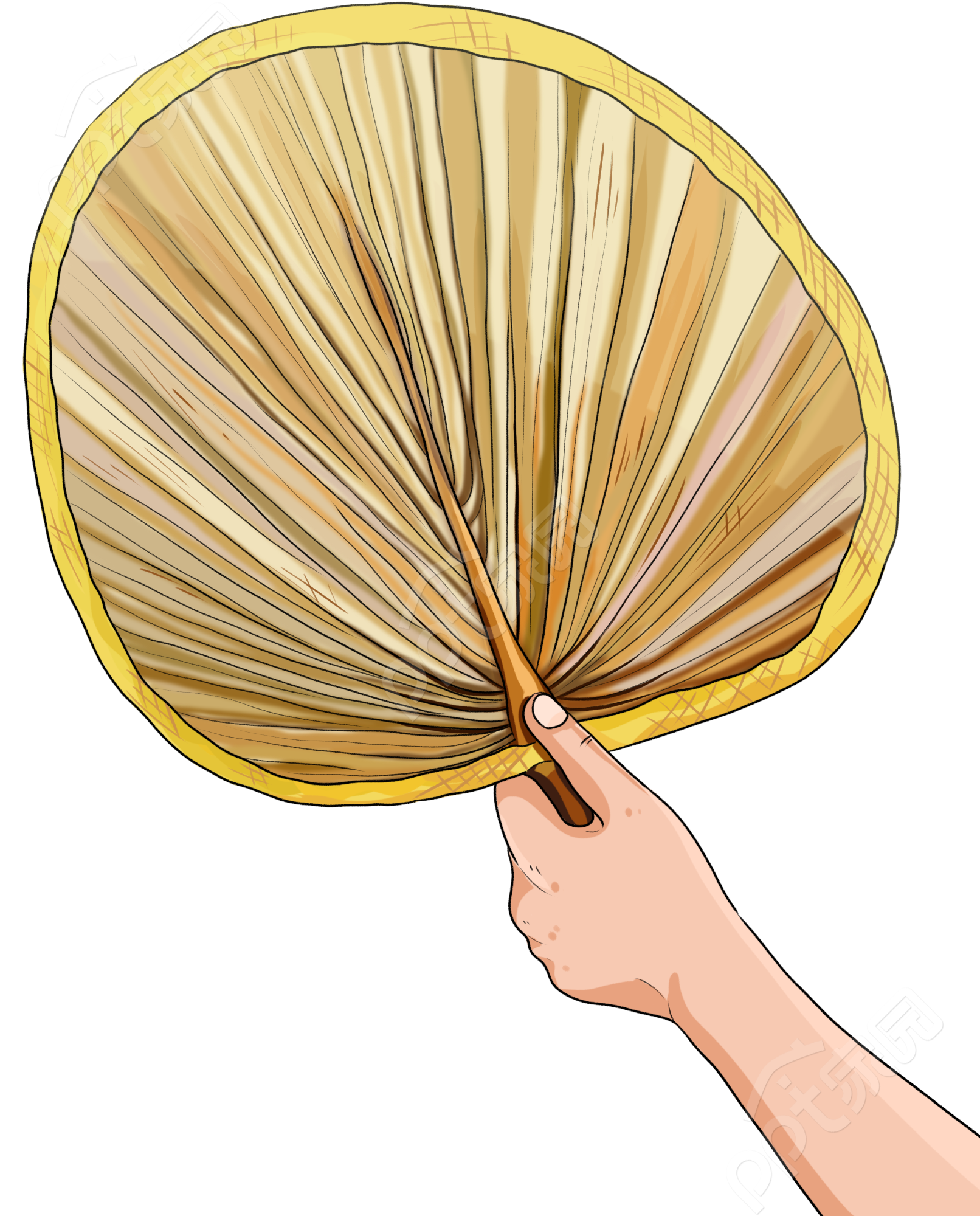 卡通手绘夏季手拿扇子清凉夏季避暑透明底图片素材