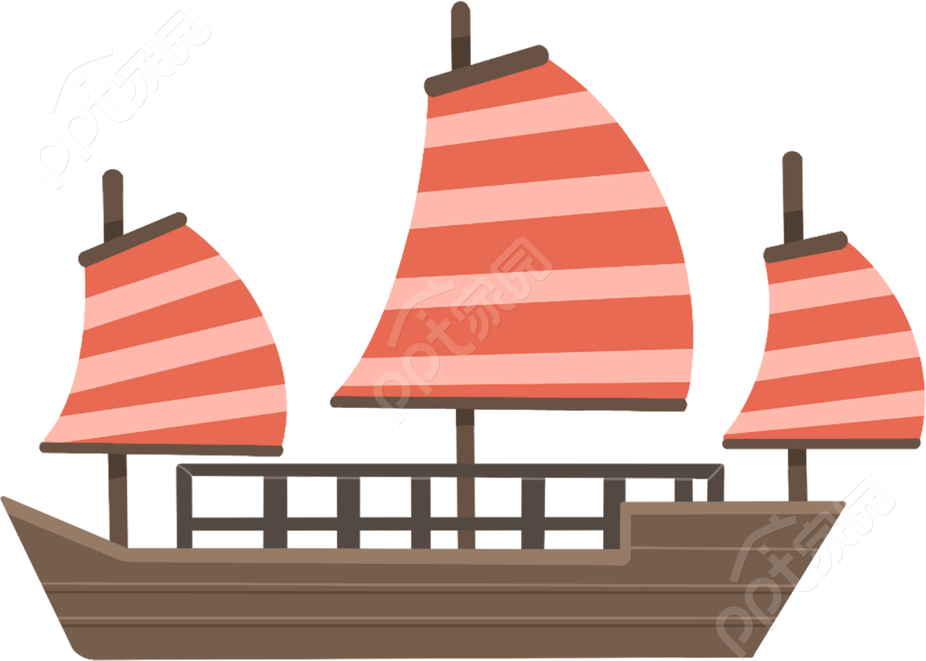 卡通手绘大船旅行出门交通工具矢量图片素材