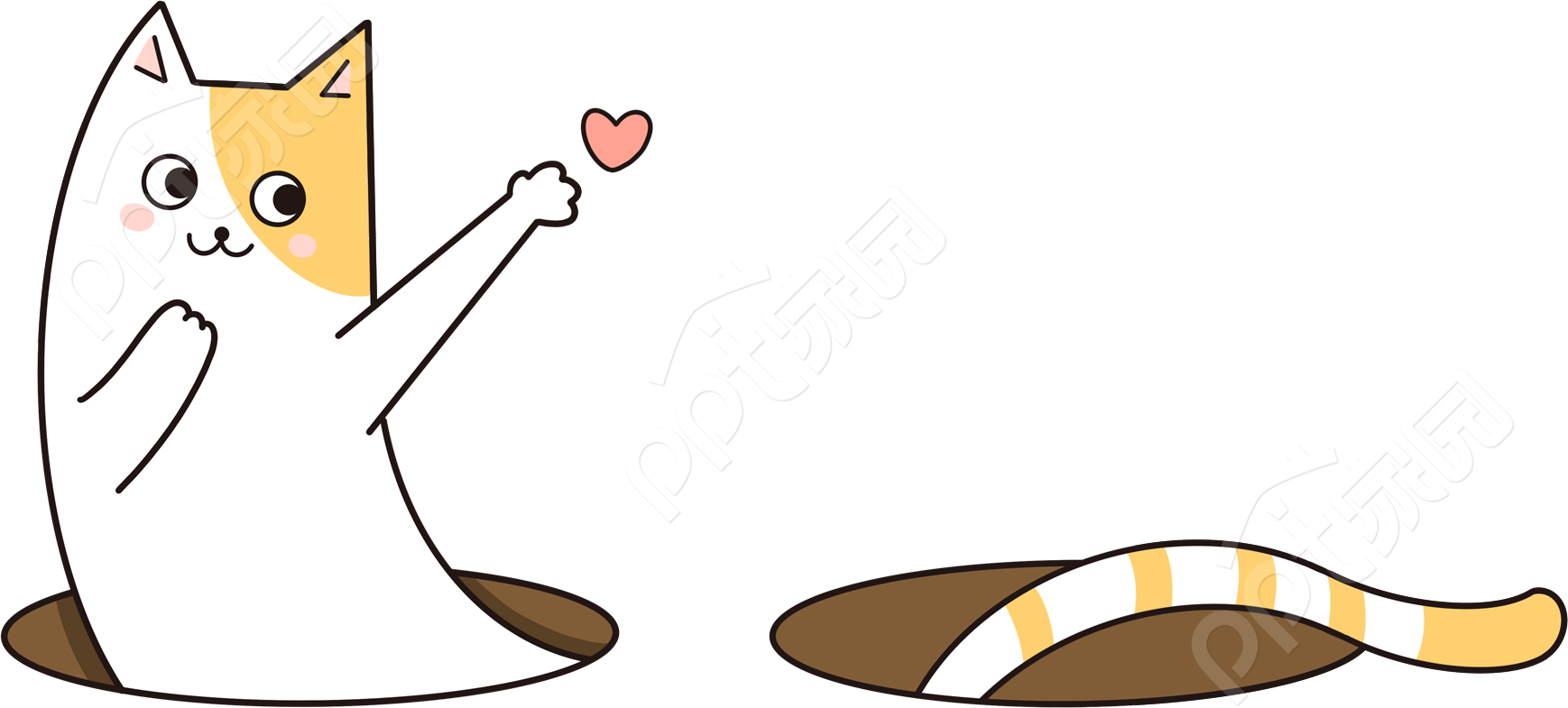 卡通手绘猫咪比心宠物免抠图片素材