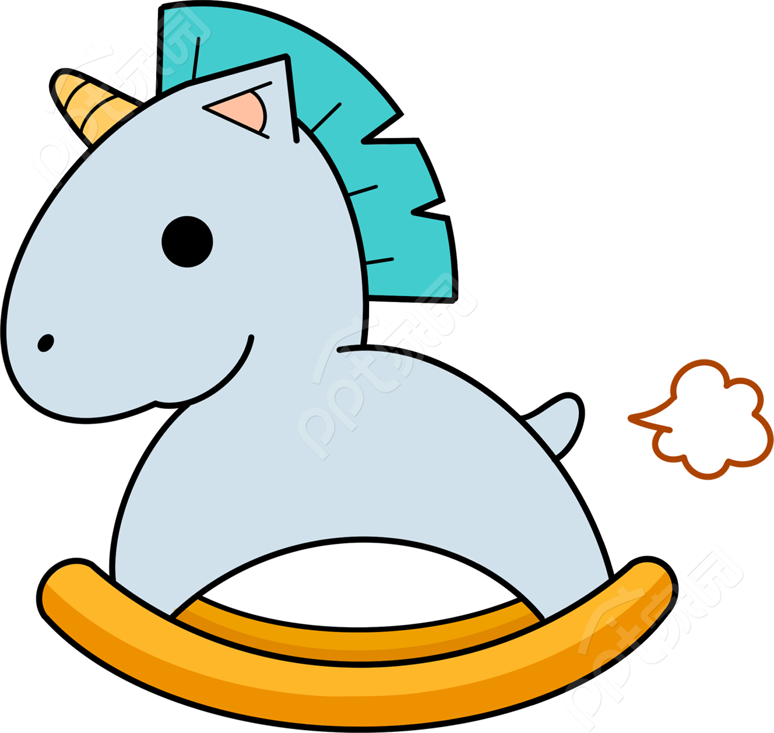 卡通手绘儿童成长教育木马玩具矢量图片素材