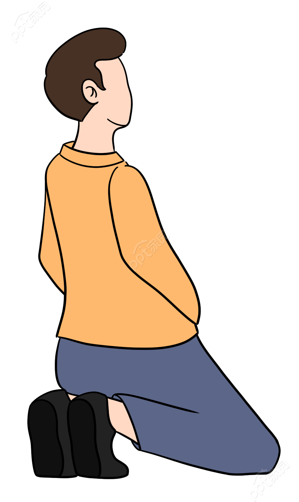 卡通手绘下跪的男士人物免抠图片素材图片