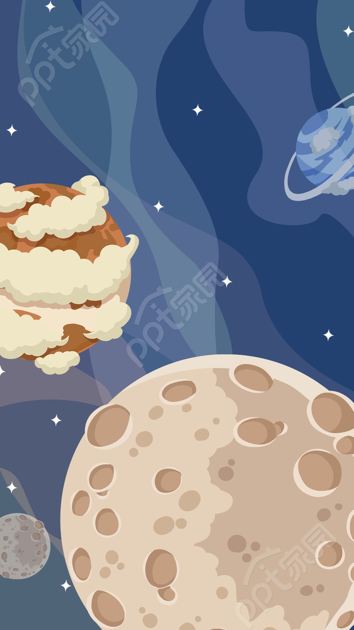 卡通手绘升学预习班教育招生宇宙星球背景图片素材