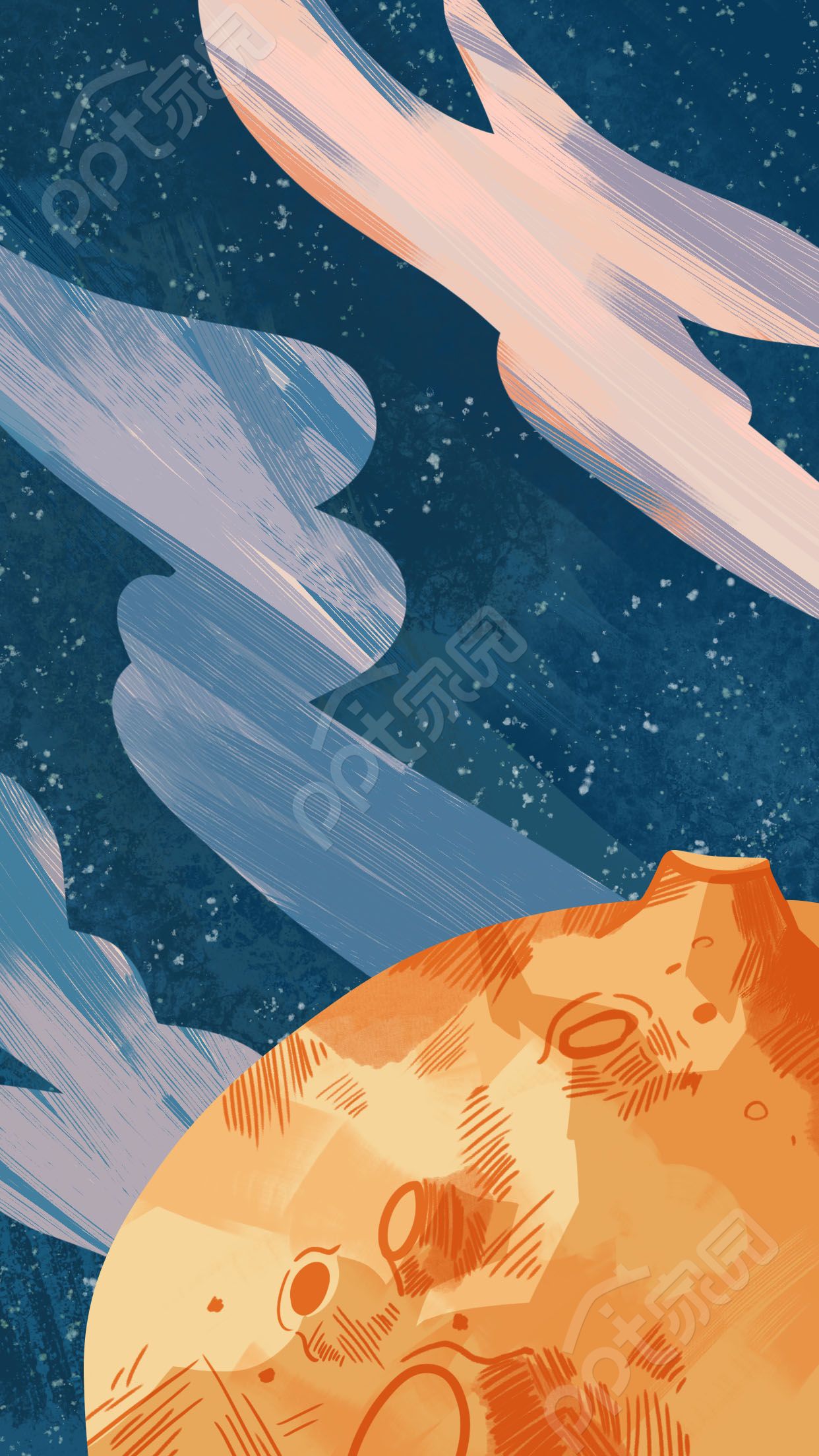 卡通手绘教育补习班招生宇宙月球涂鸦背景图片素材