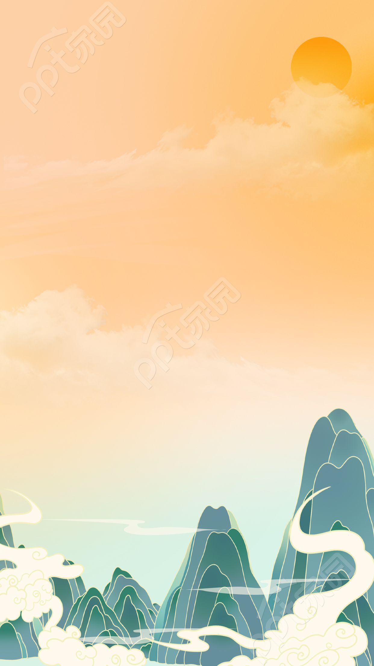 古典优雅山背景图