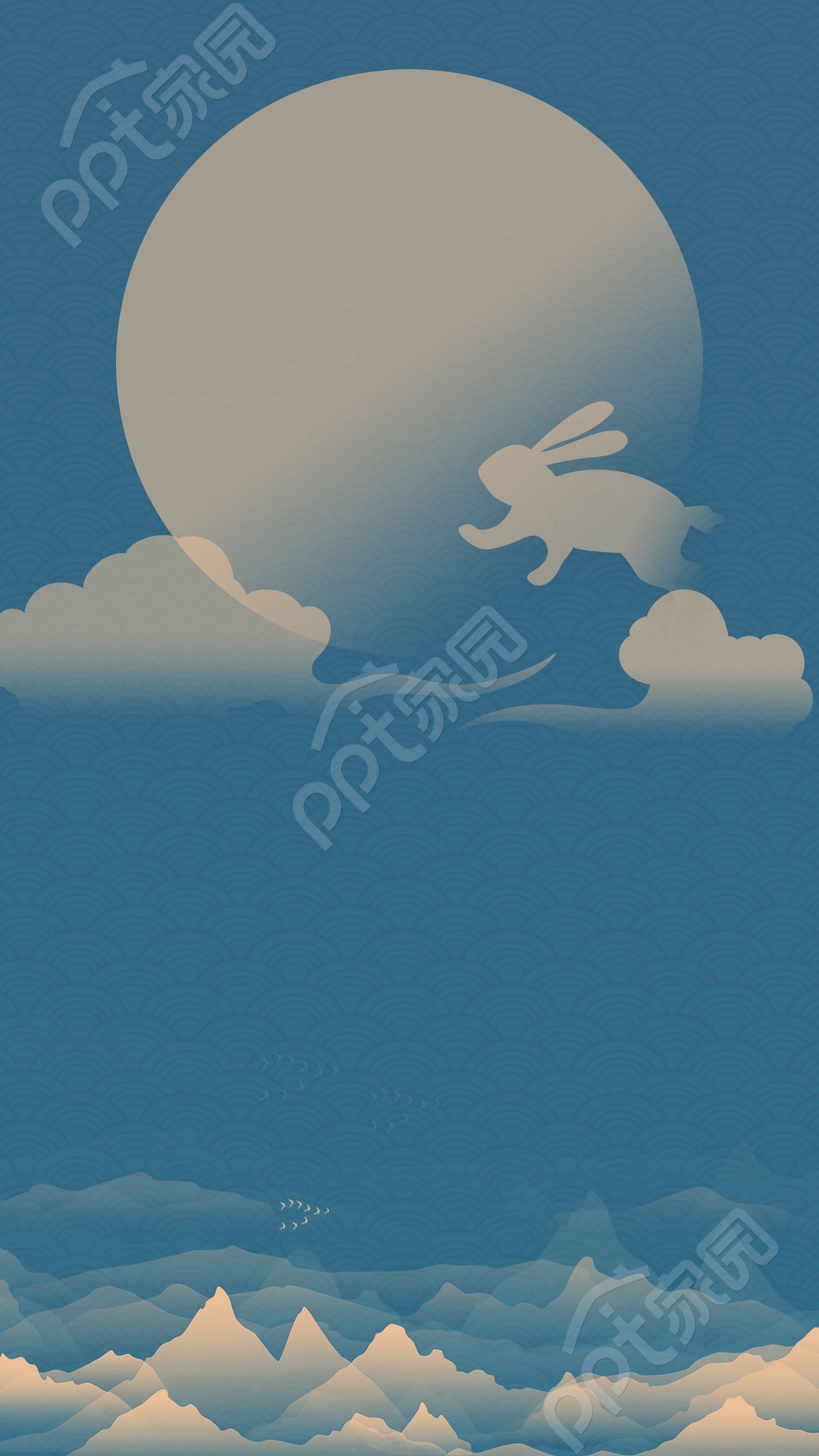 中秋浅蓝色简约背景