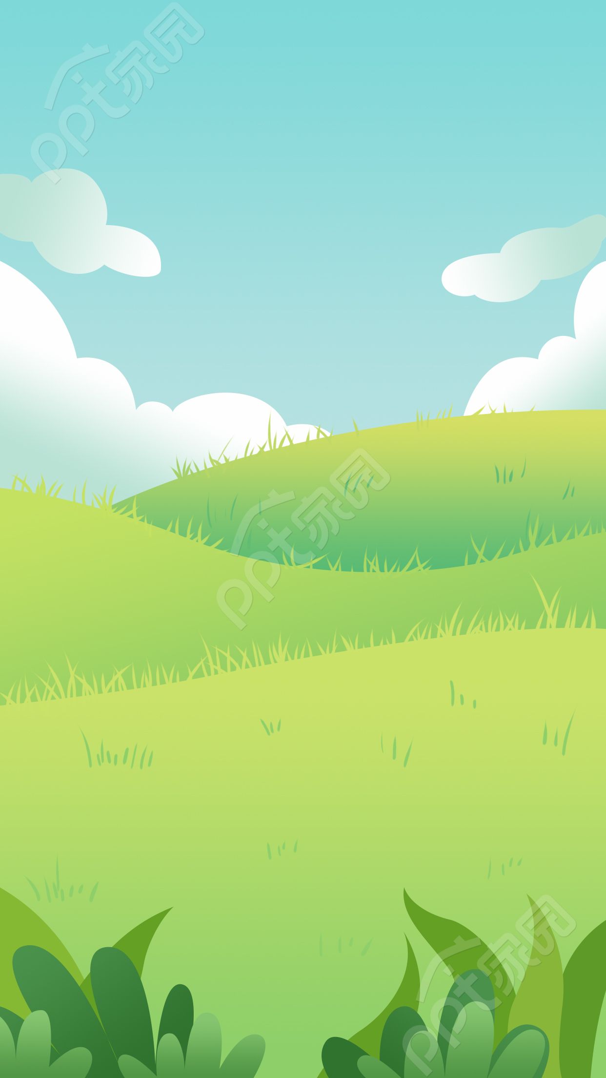 蓝天绿地背景