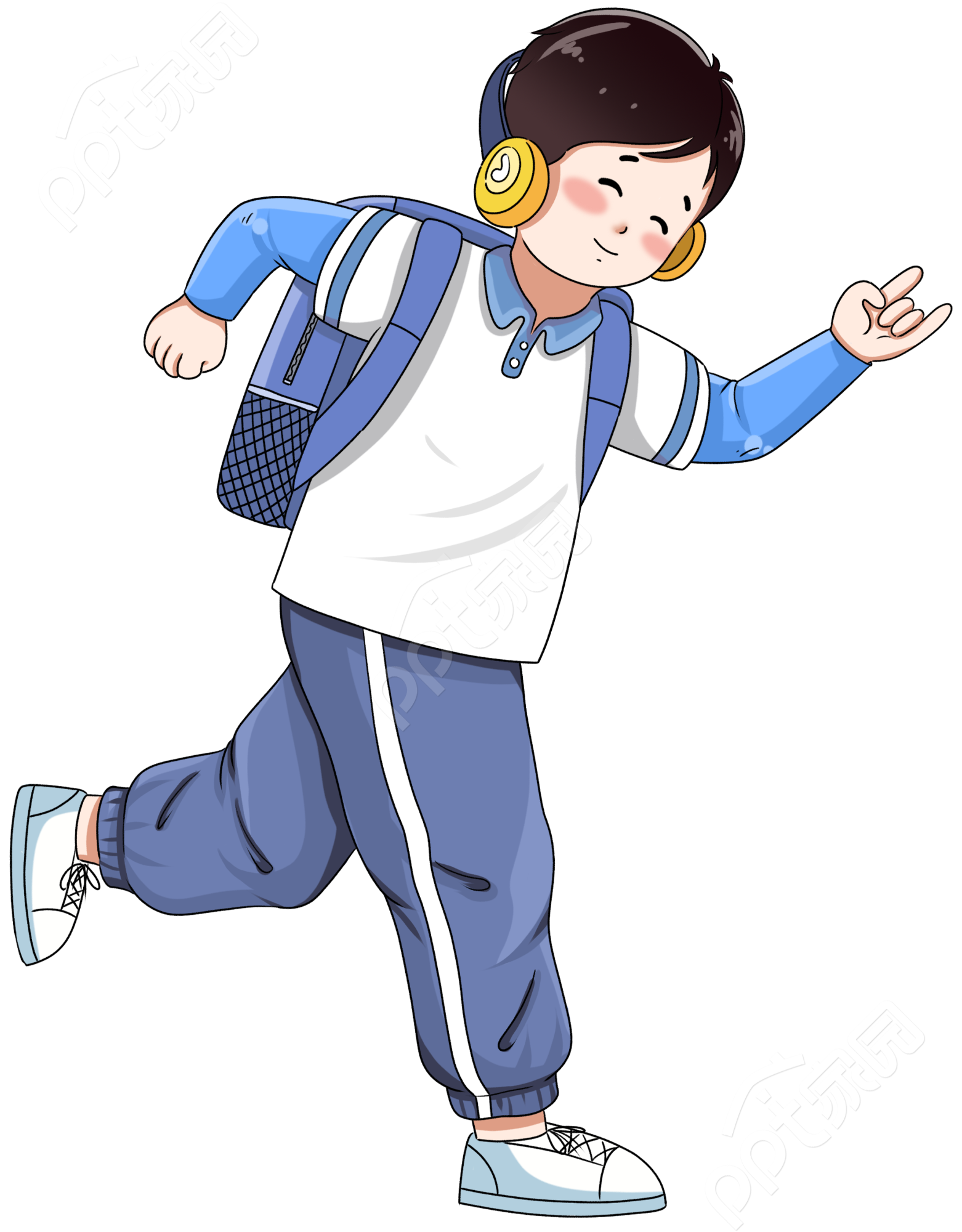 卡通听歌中学生